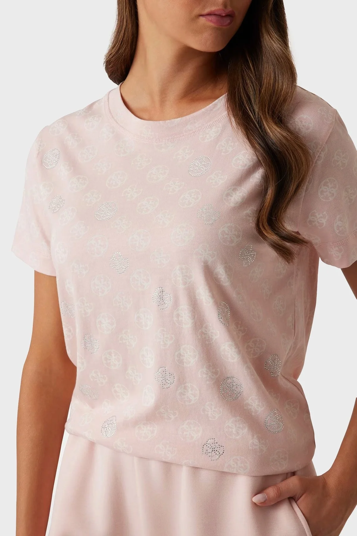 Guess Nomie % 100 Pamuk Regular Fit Tamamı 4G Logolu V4YI04I3Z14 Bayan T Shirt V4YI04 I3Z14 P6EE PEMBE - 9