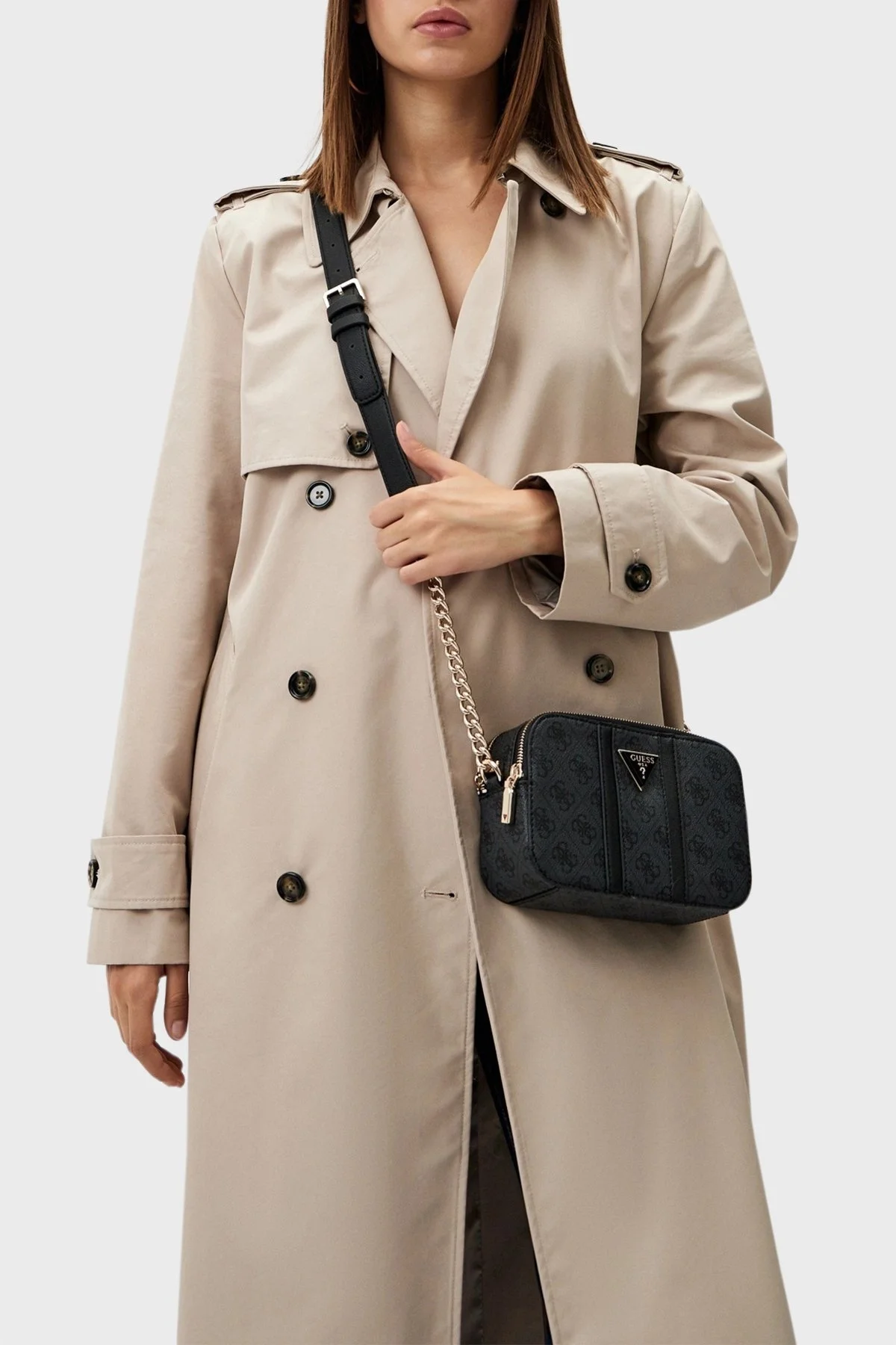 Guess Noreen 4G Logolu Çift Fermuarlı Ayarlanabilir Askılı HWSG9000140 Bayan Çanta HWSG90 00140 CLO ANTRASİT - 2