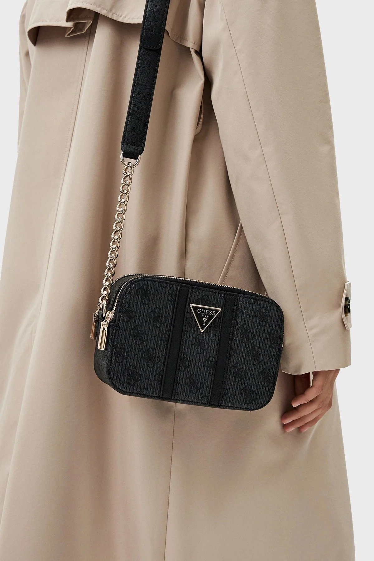 Guess Noreen 4G Logolu Çift Fermuarlı Ayarlanabilir Askılı HWSG9000140 Bayan Çanta HWSG90 00140 CLO ANTRASİT - 3