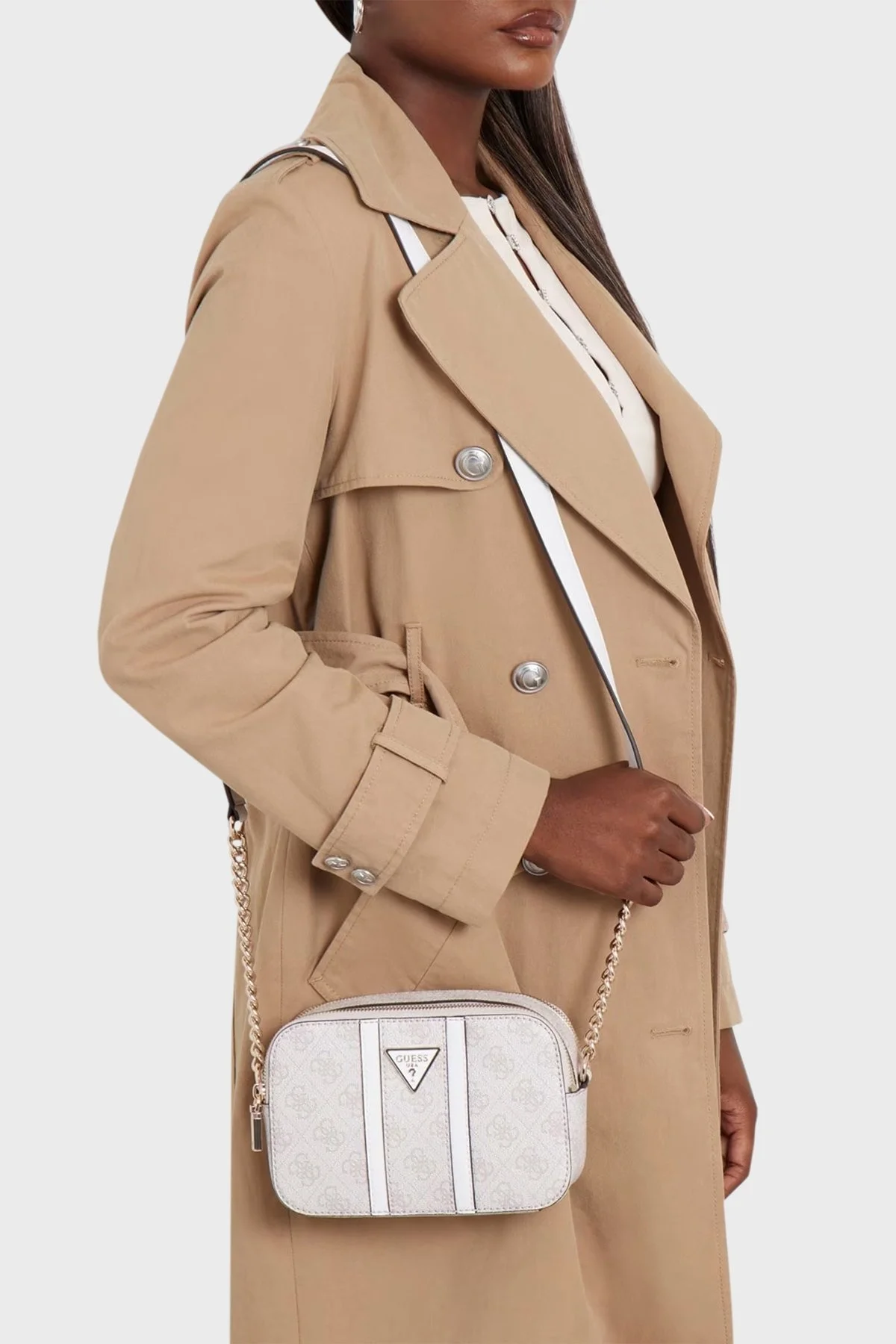 Guess Noreen 4G Logolu Çift Fermuarlı Ayarlanabilir Askılı HWSG9000140 Bayan Çanta HWSG90 00140 DVL PUDRA - 2