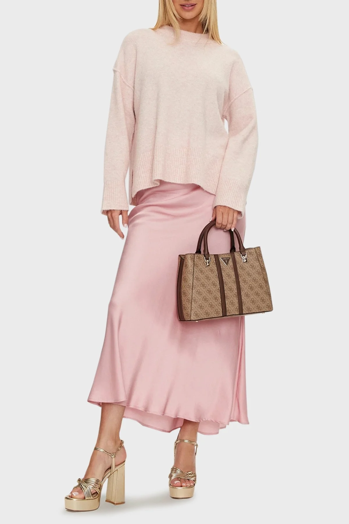 Guess Noreen 4G Logolu Fermuarlı Çıkarılabilir Askılı HWSG9000060 Bayan Çanta HWSG90 00060 LGW AÇIK KAHVE - 2