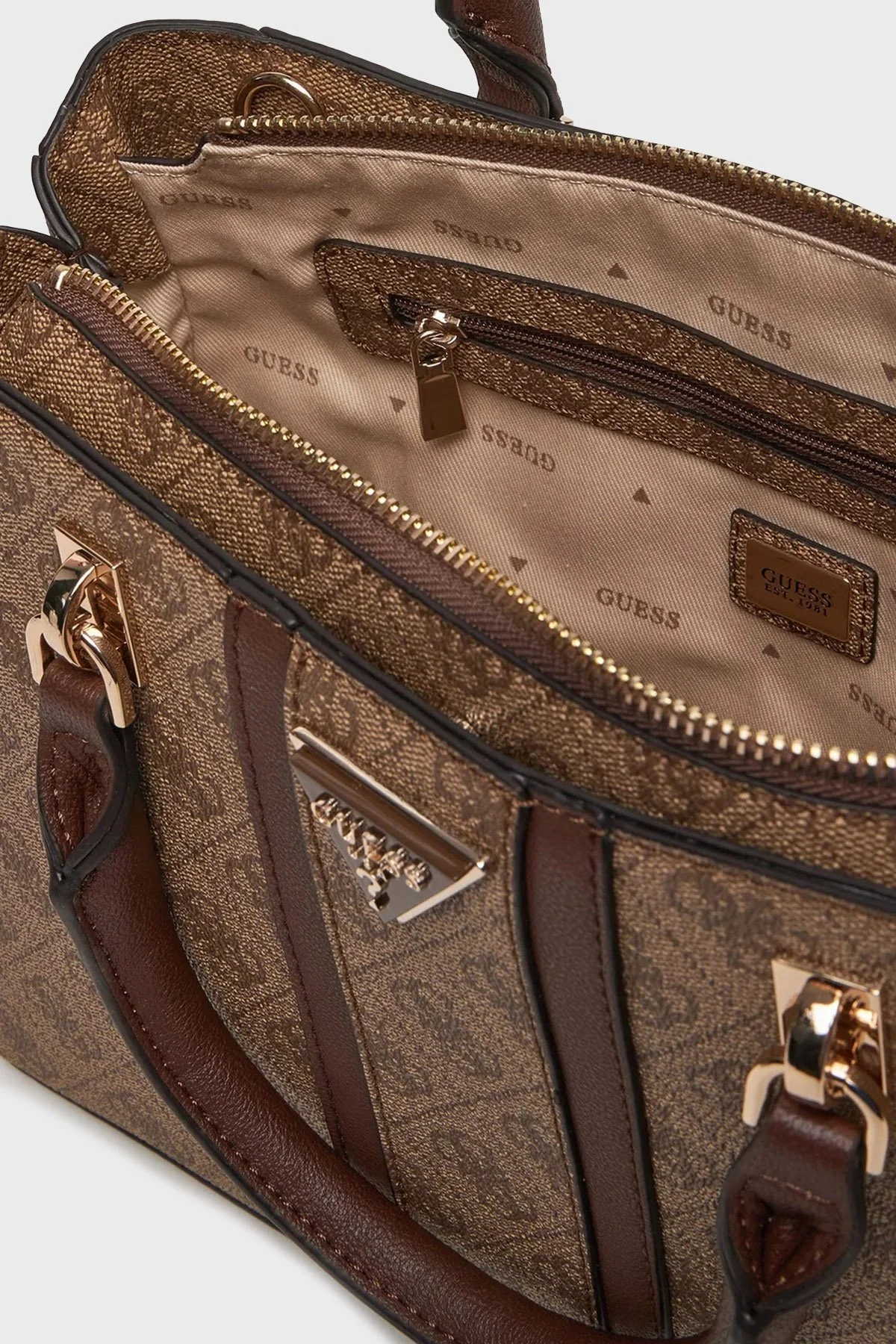 Guess Noreen 4G Logolu Fermuarlı Çıkarılabilir Askılı HWSG9000060 Bayan Çanta HWSG90 00060 LGW AÇIK KAHVE - 4