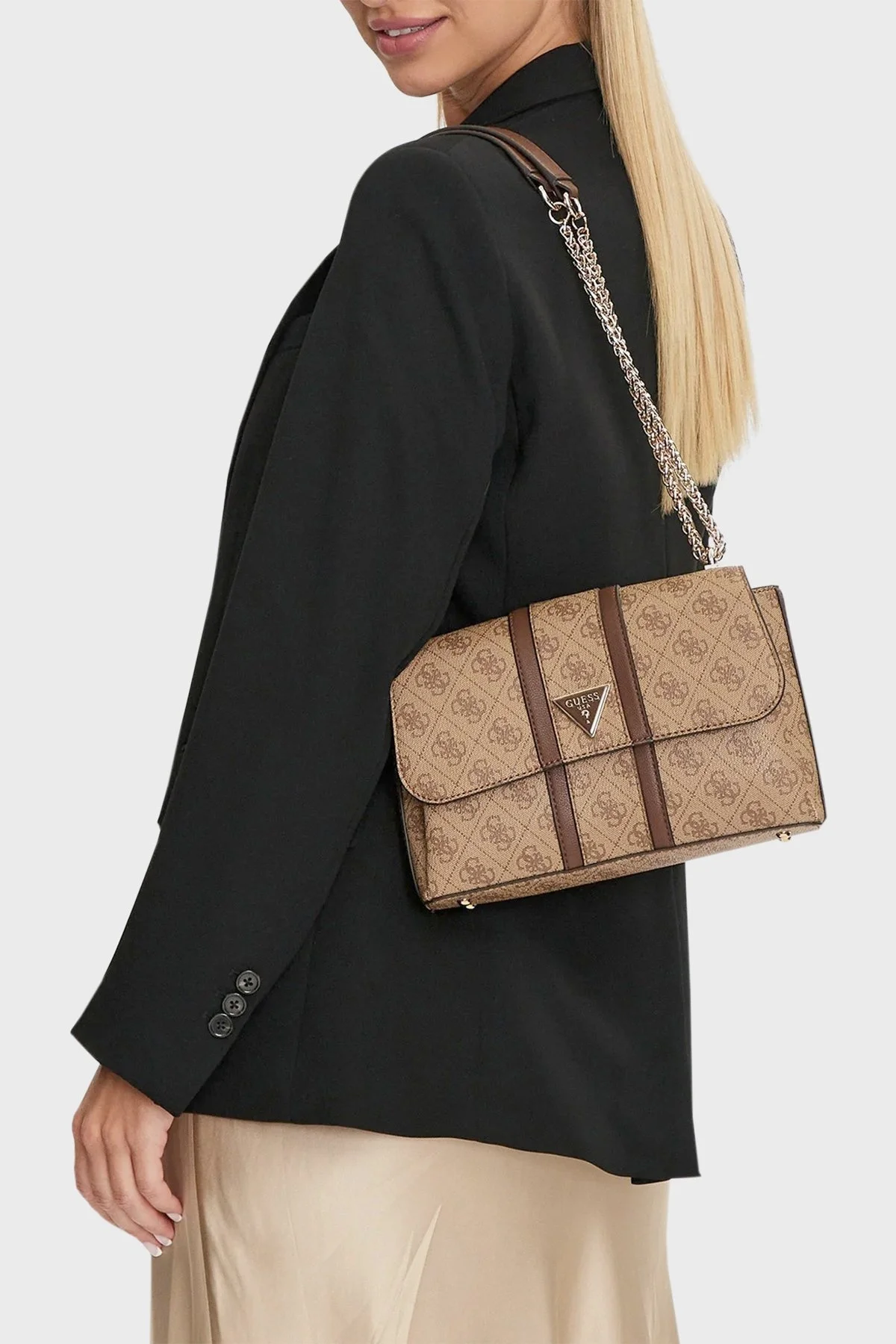 Guess Noreen 4G Logolu Zincir Askılı HWSG9000210 Bayan Çanta HWSG90 00210 LGW AÇIK KAHVE - 2