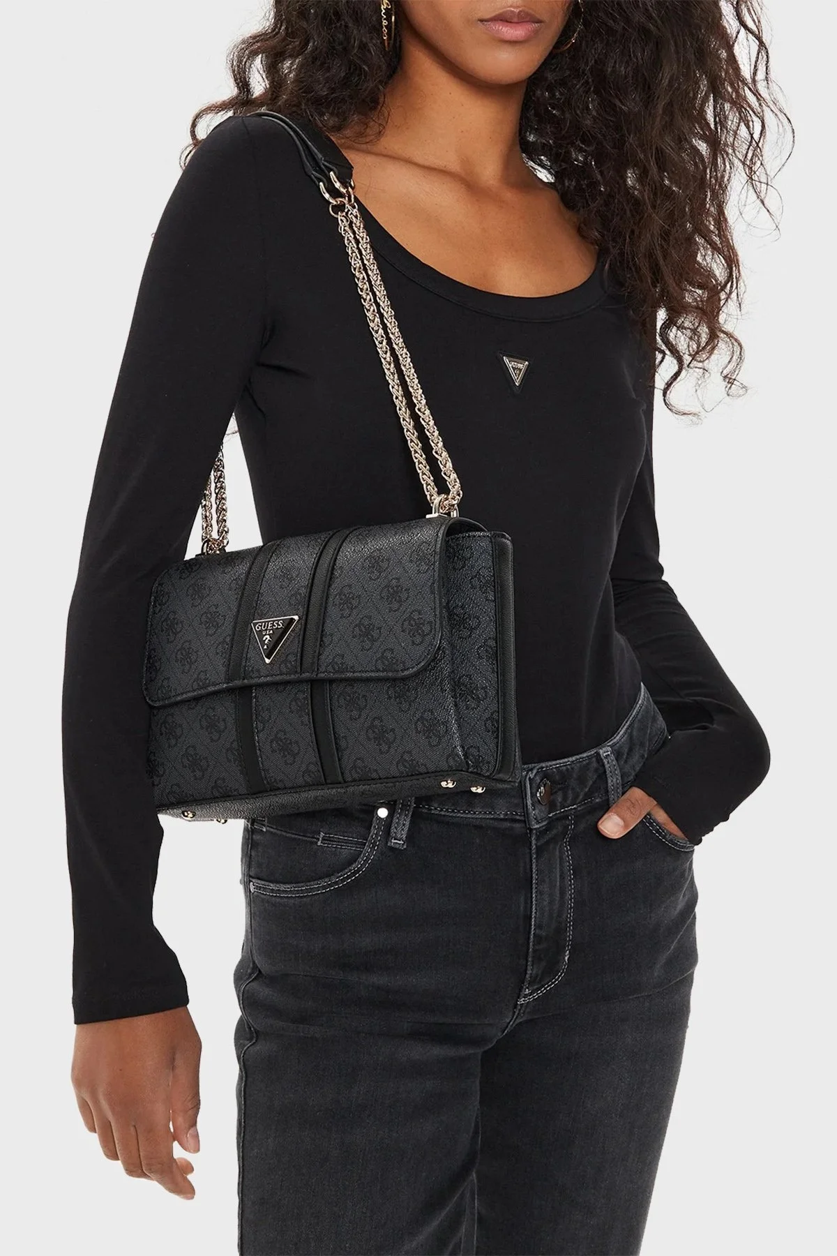 Guess Noreen Logolu HWSG9000210 Bayan Çanta HWSG90 00210 CLO ANTRASİT - 2