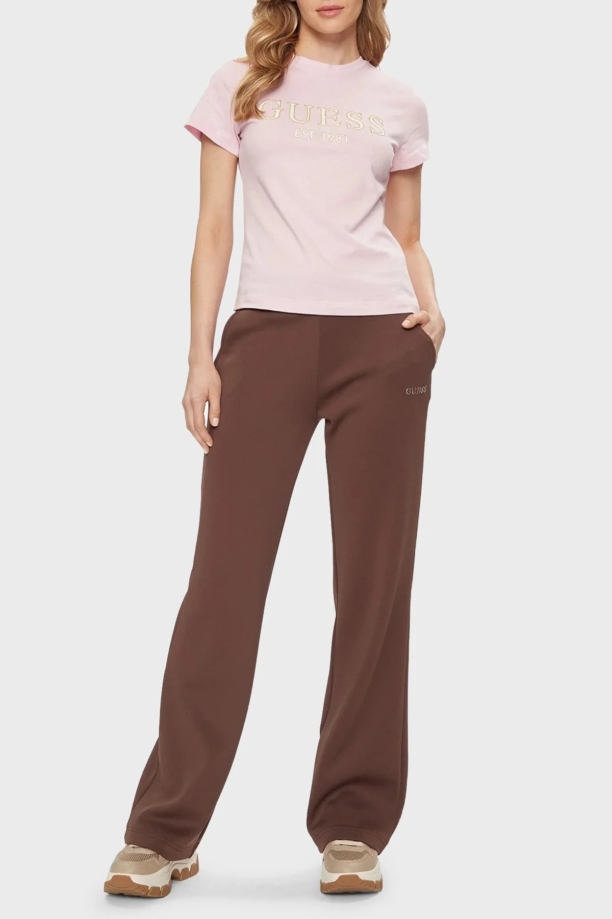 Guess Nyra Pamuklu Regular Fit V4GI01I3Z14 Bayan T Shirt V4GI01 I3Z14 A61I PUDRA - 3