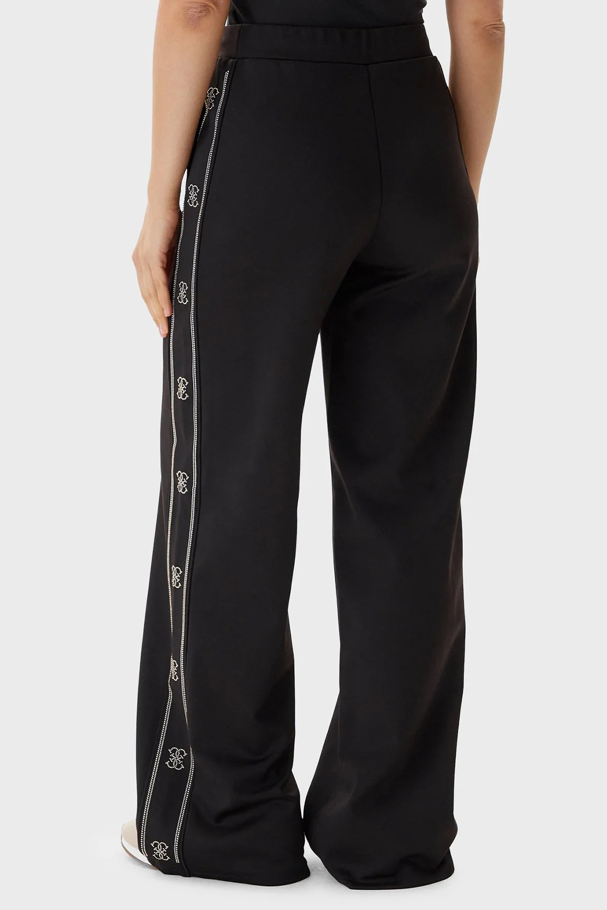Guess Octavia Loose Fit Normal Bel Geniş Paça Taş Detaylı V5BB12KCX22 Bayan Pantolon V5BB12 KCX22 JBLK SİYAH - 3