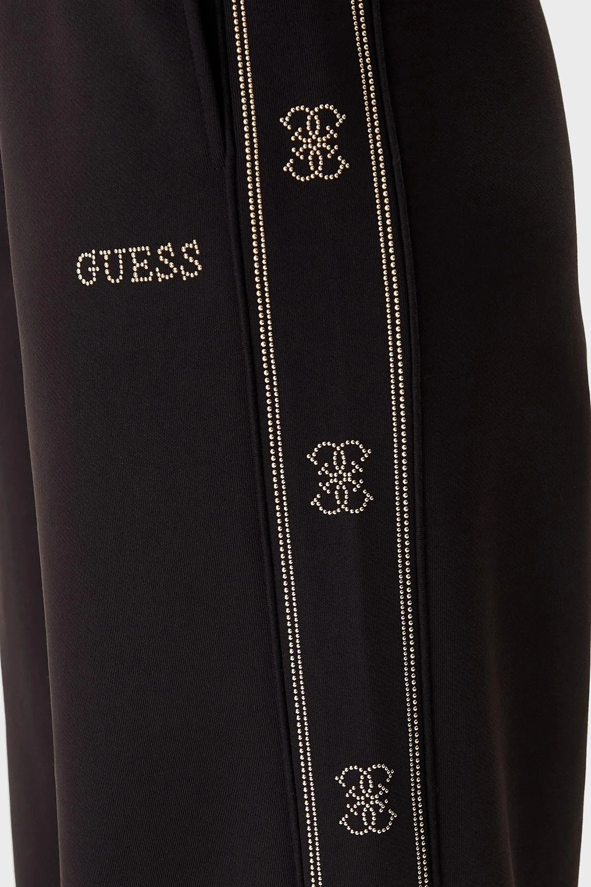Guess Octavia Loose Fit Normal Bel Geniş Paça Taş Detaylı V5BB12KCX22 Bayan Pantolon V5BB12 KCX22 JBLK SİYAH - 5