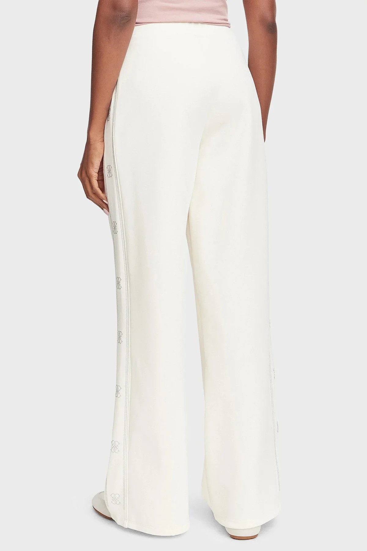 Guess Octavia Loose Fit Normal Bel Geniş Paça Taş Detaylı V5BB12KCX22 Kadın Pantolon V5BB12 KCX22 G027 Beyaz - 3