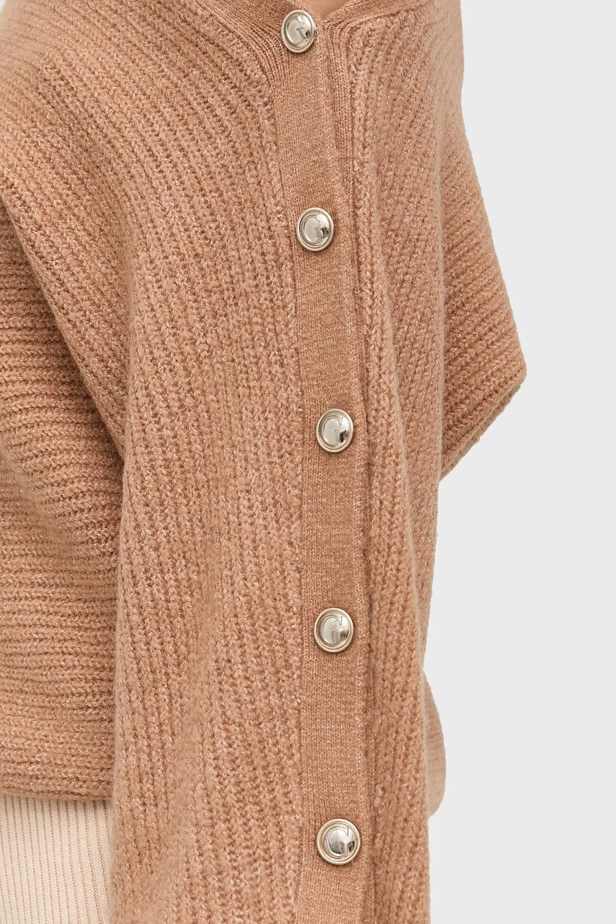 Guess Off Shoulder Düğme Detaylı Regular Fit Triko Bayan Kazak W2GR26Z2XU0 A10N KAHVE - 2