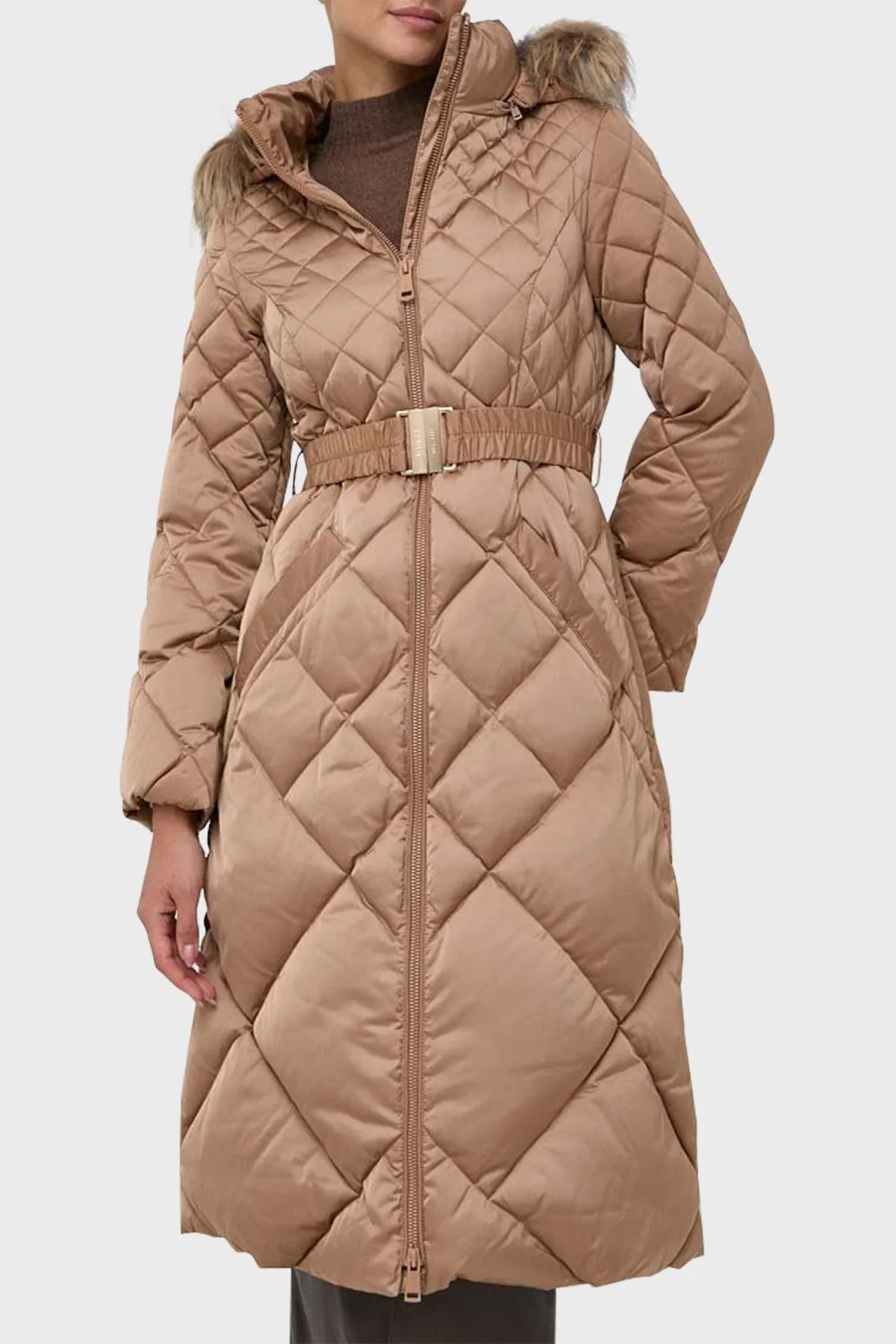 Guess Olga Suya Dayanıklı Kuş Tüyü Dolgulu Uzun Bayan Mont W3BL37WEX52 F1AZ CAMEL - 1