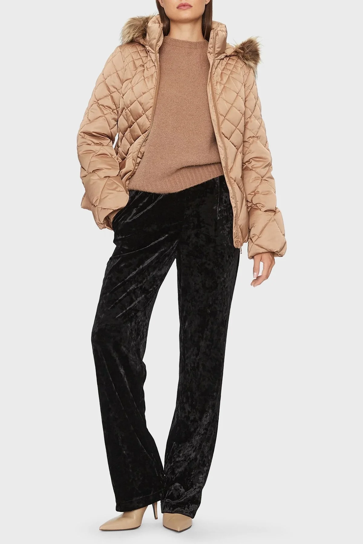 Guess Olga Suya Dayanıklı Kuş Tüyü Dolgulu Yalıtımlı Bayan Mont W3BL35WEX52 F1AZ KAHVE - 3