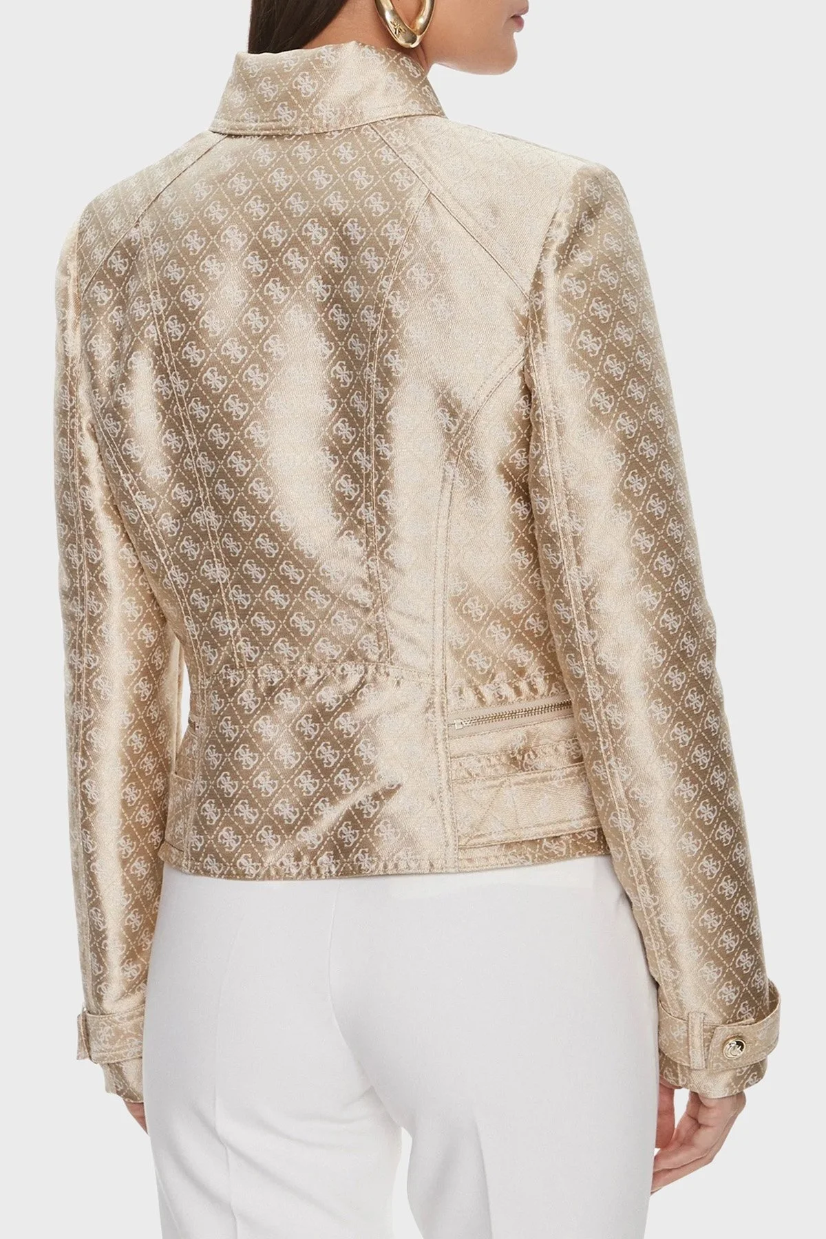 Guess Olivia Regular Fit Biker W3YL25WFIR2F05O Bayan Ceket W3YL25 WFIR2 F05O BEJ - 2