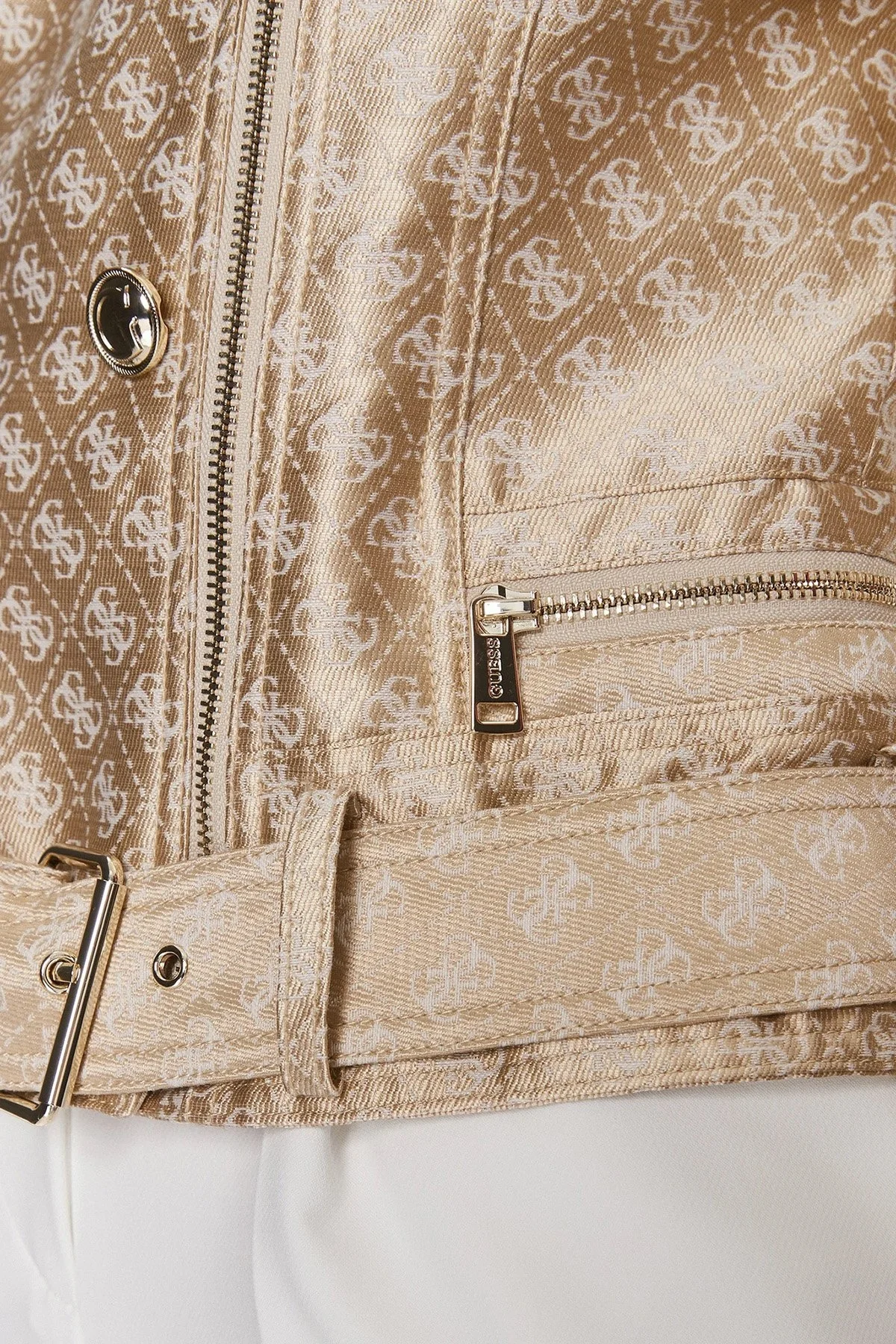 Guess Olivia Regular Fit Biker W3YL25WFIR2F05O Bayan Ceket W3YL25 WFIR2 F05O BEJ - 6