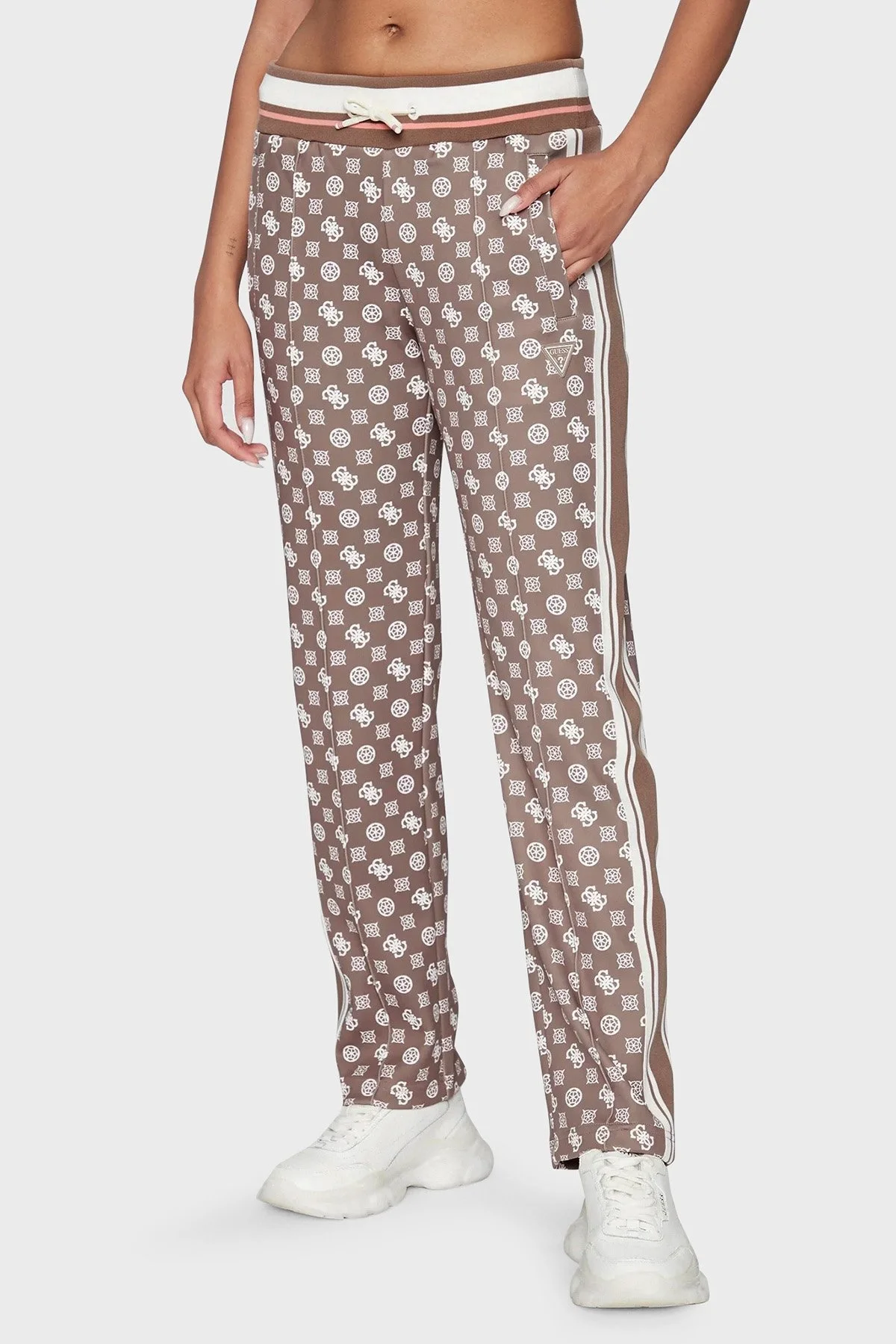 Guess Ologram Yüksek Bel Straight Fit Scuba Jogger Bayan Pantolon V3BB05KB212 P1BY KAHVE - 2