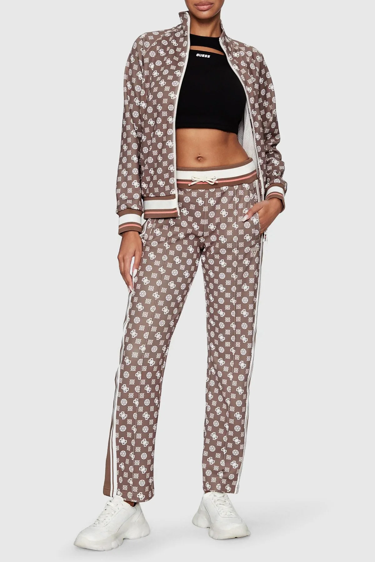 Guess Ologram Yüksek Bel Straight Fit Scuba Jogger Bayan Pantolon V3BB05KB212 P1BY KAHVE - 1