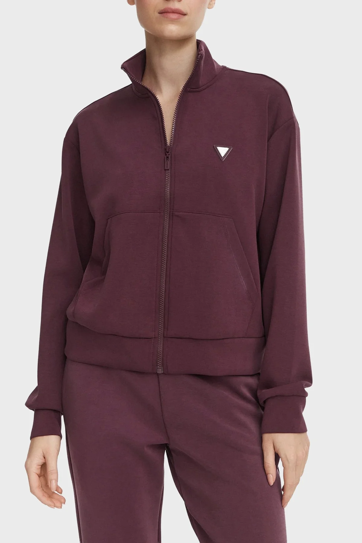 Guess Olympe Desenli Dik Yaka Fermuarlı V6YQ17K4313 Kadın Sweat V6YQ17 K4313 G596 Bordo - 1