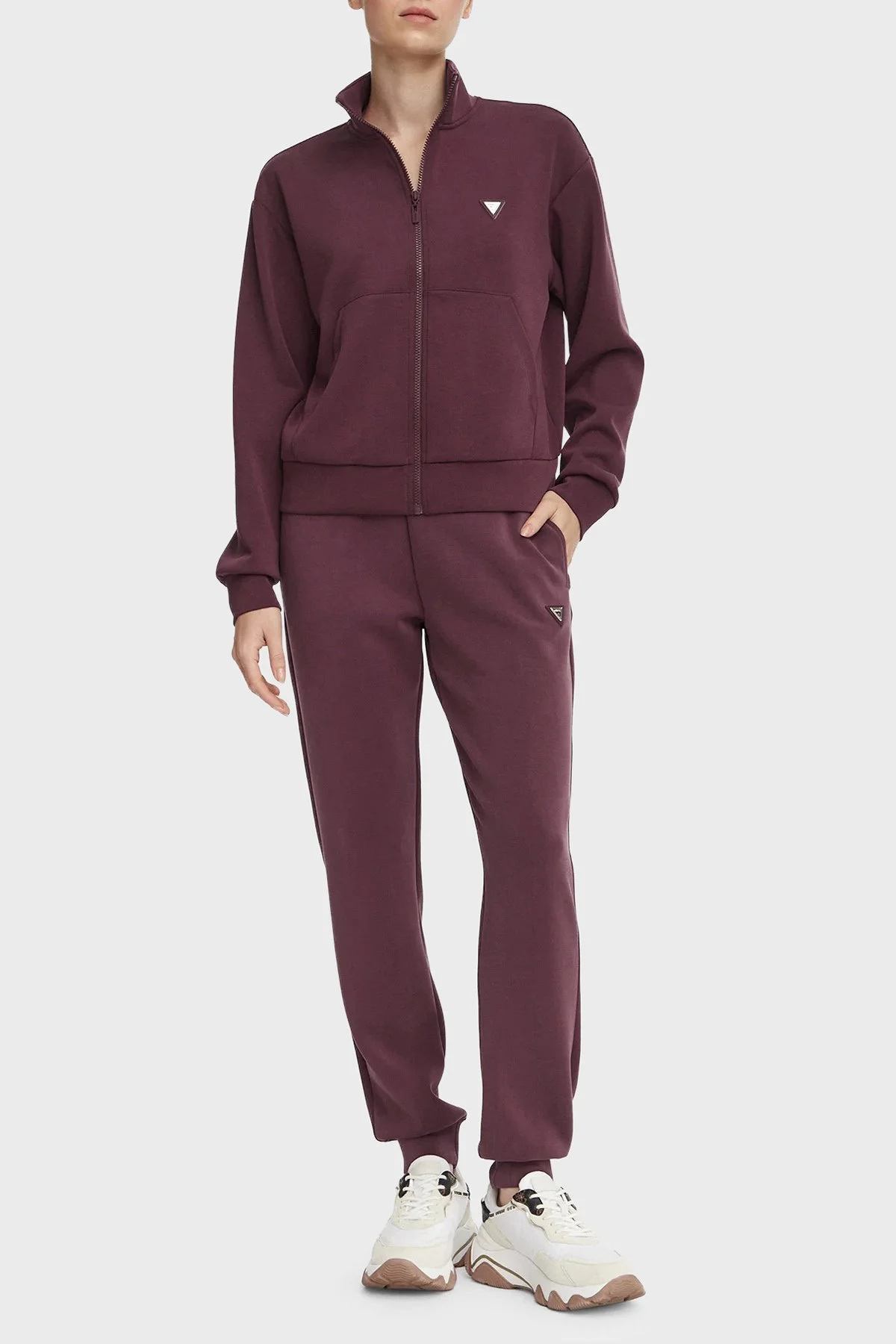 Guess Olympe Desenli Dik Yaka Fermuarlı V6YQ17K4313 Kadın Sweat V6YQ17 K4313 G596 Bordo - 2