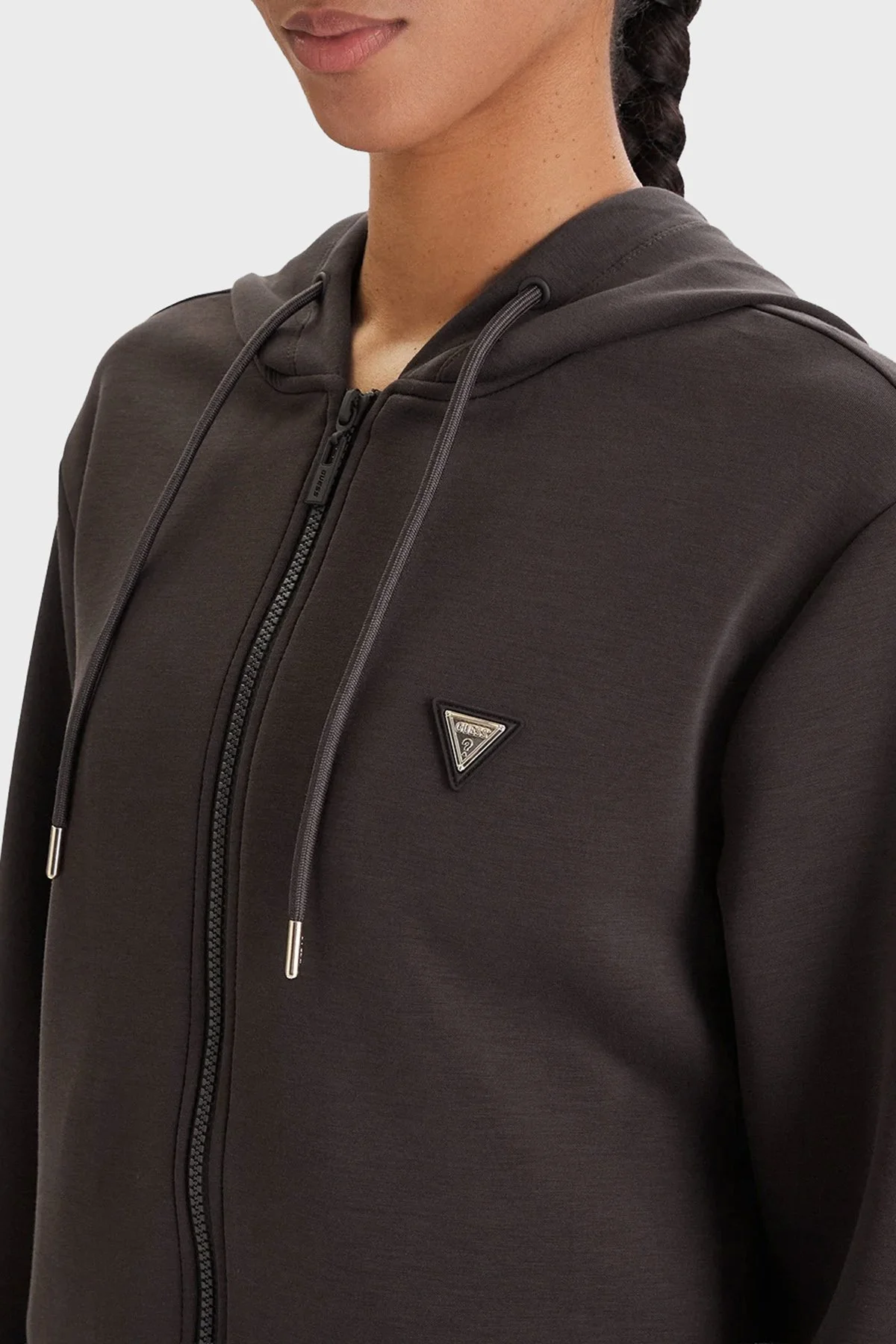 Guess Olympe Regular Fit Kapüşonlu Fermuarlı Kadın V4YQ06KCAY2 Sweat V4YQ06 KCAY2 A10K Kahve - 4