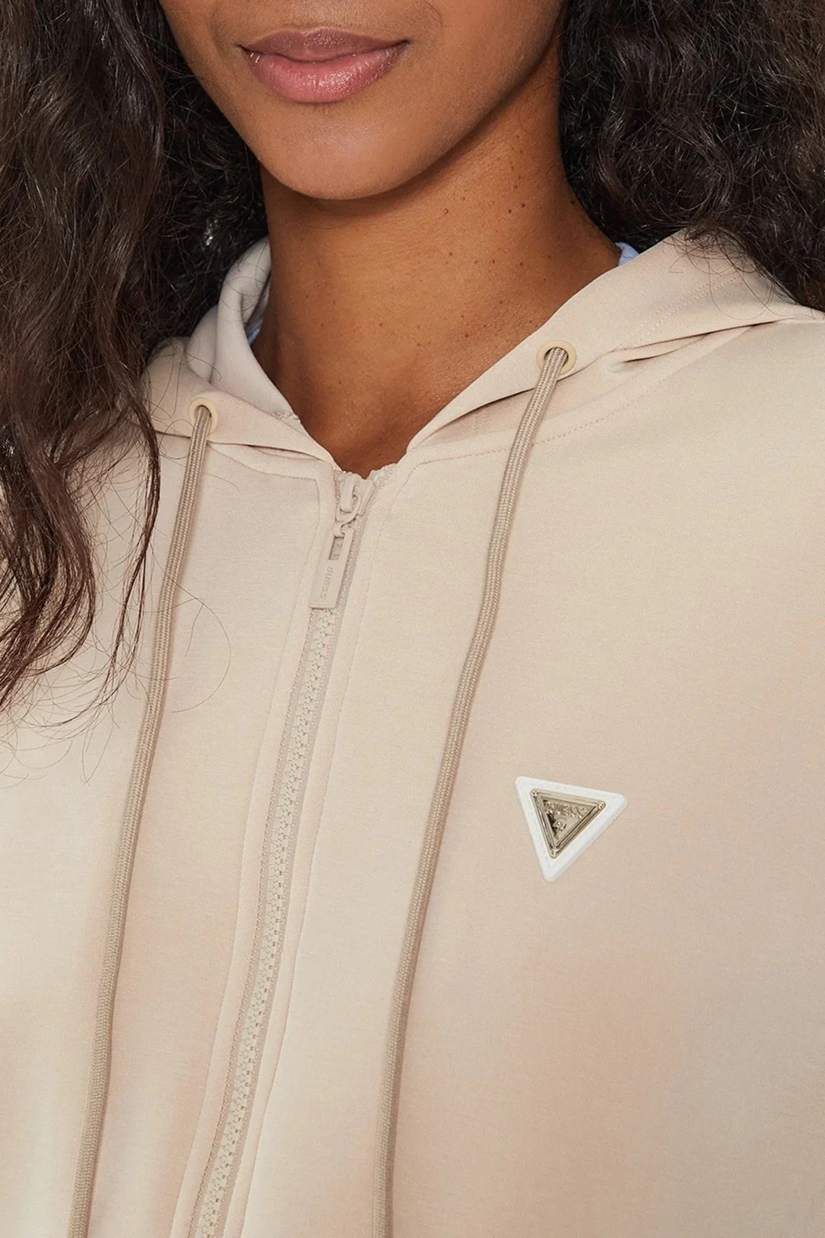 Guess Olympe Regular Fit Kapüşonlu Fermuarlı V4YQ06KCAY2 Bayan Sweat V4YQ06 KCAY2 G1L9 BEJ - 4