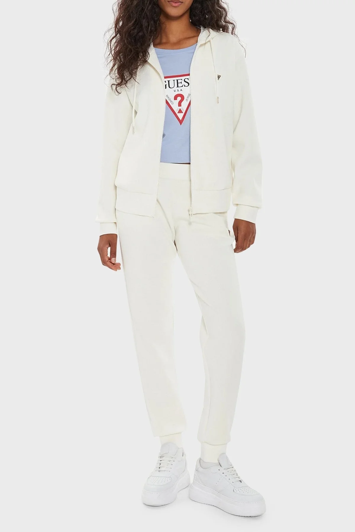 Guess Olympe Scuba Regular Fit Kapüşonlu V4YQ06KCAY2 Bayan Sweat V4YQ06 KCAY2 G6K5 EKRU - 7