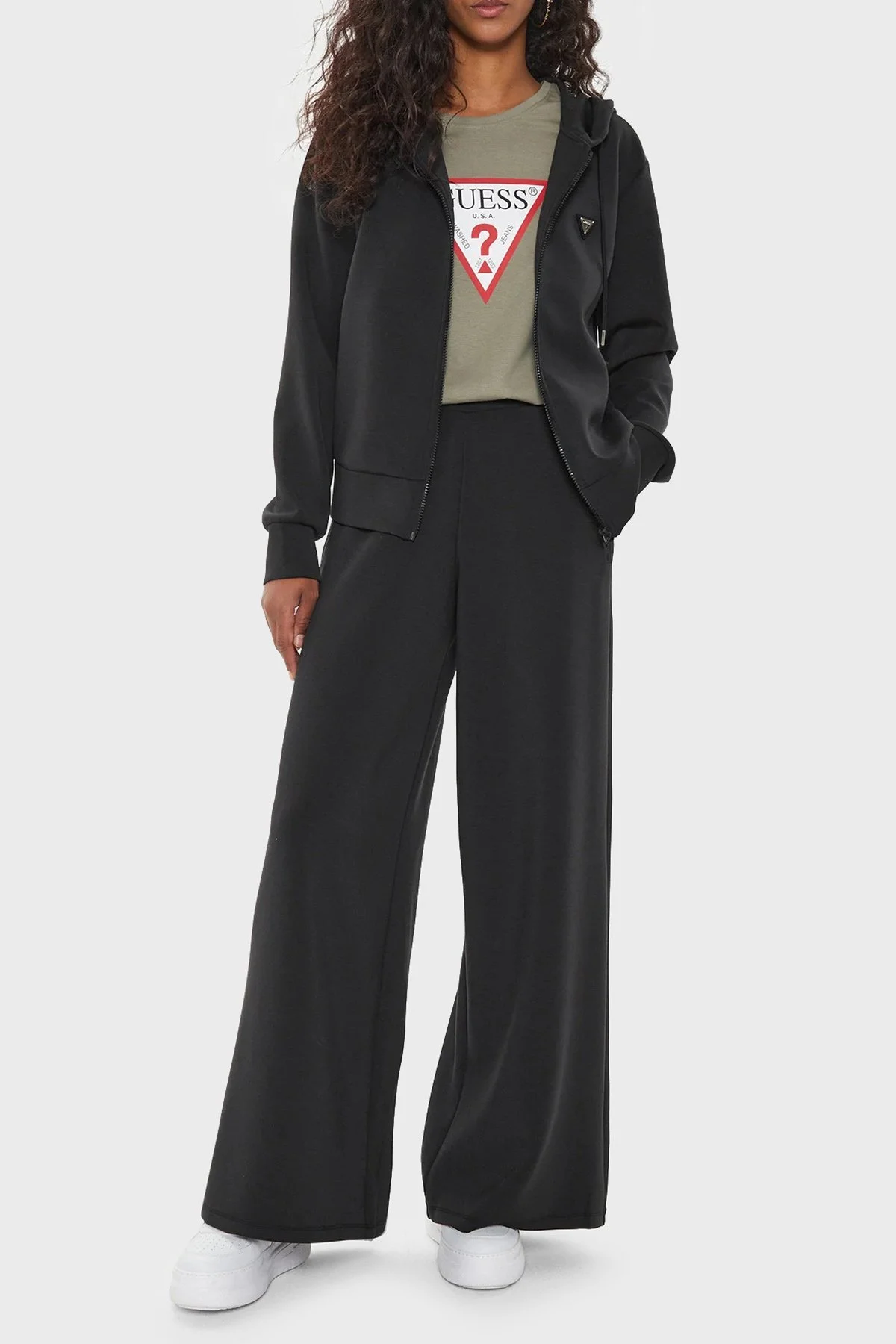Guess Olympe Scuba Regular Fit Kapüşonlu V4YQ06KCAY2 Bayan Sweat V4YQ06 KCAY2 JBLK SİYAH - 7