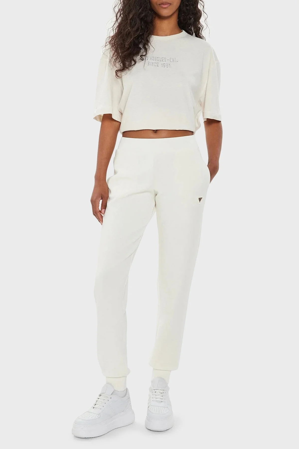 Guess Olympe Steç Modal Regular Fit Yüksek Bel Lastikli Paça Jogger V4YB08KCAY2 Bayan Pantolon V4YB08 KCAY2 G6K5 EKRU - 2