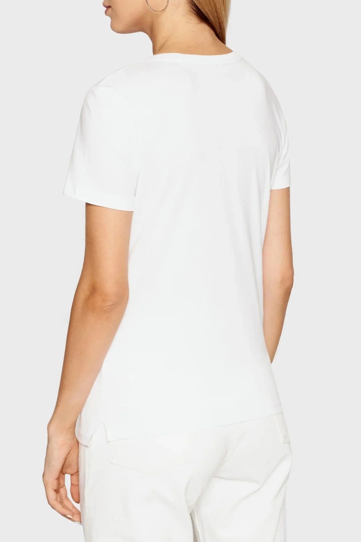 Guess Organik Pamuklu Baskılı Bisiklet Yaka Bayan T Shirt W1YI1BI3Z11 G011 BEYAZ - 4