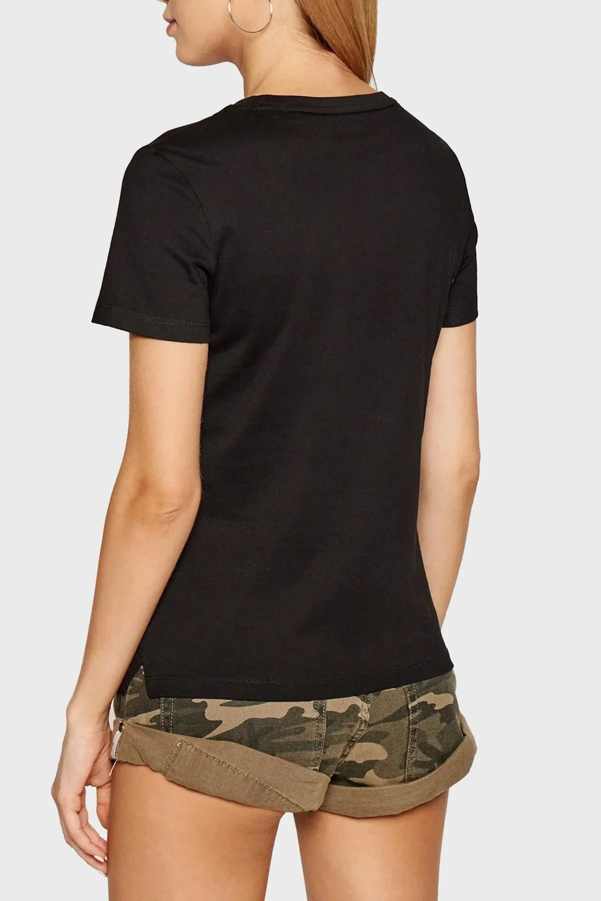 Guess Organik Pamuk Baskılı Bisiklet Yaka Bayan T Shirt W1YI1BI3Z11 JBLK SİYAH - 4