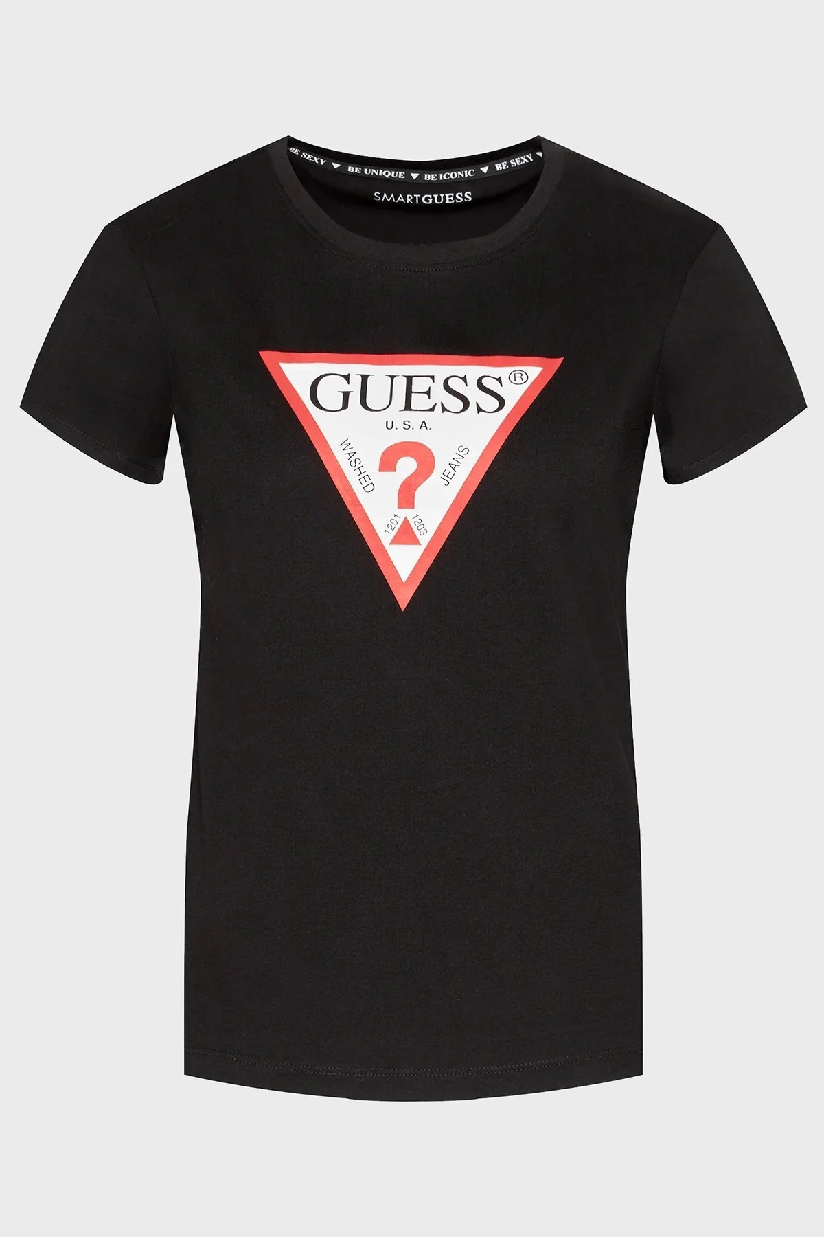 Guess Organik Pamuk Baskılı Bisiklet Yaka Bayan T Shirt W1YI1BI3Z11 JBLK SİYAH - 5