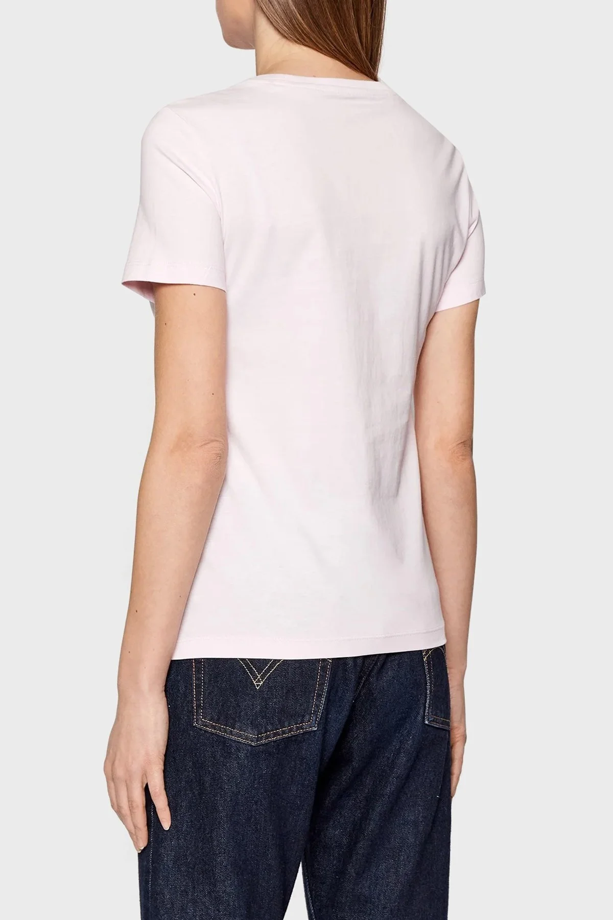 Guess Organik Pamuklu Baskılı Regular Fit Bisiklet Yaka Bayan T Shirt W2GI02I3Z11 G6K9 PEMBE - 3