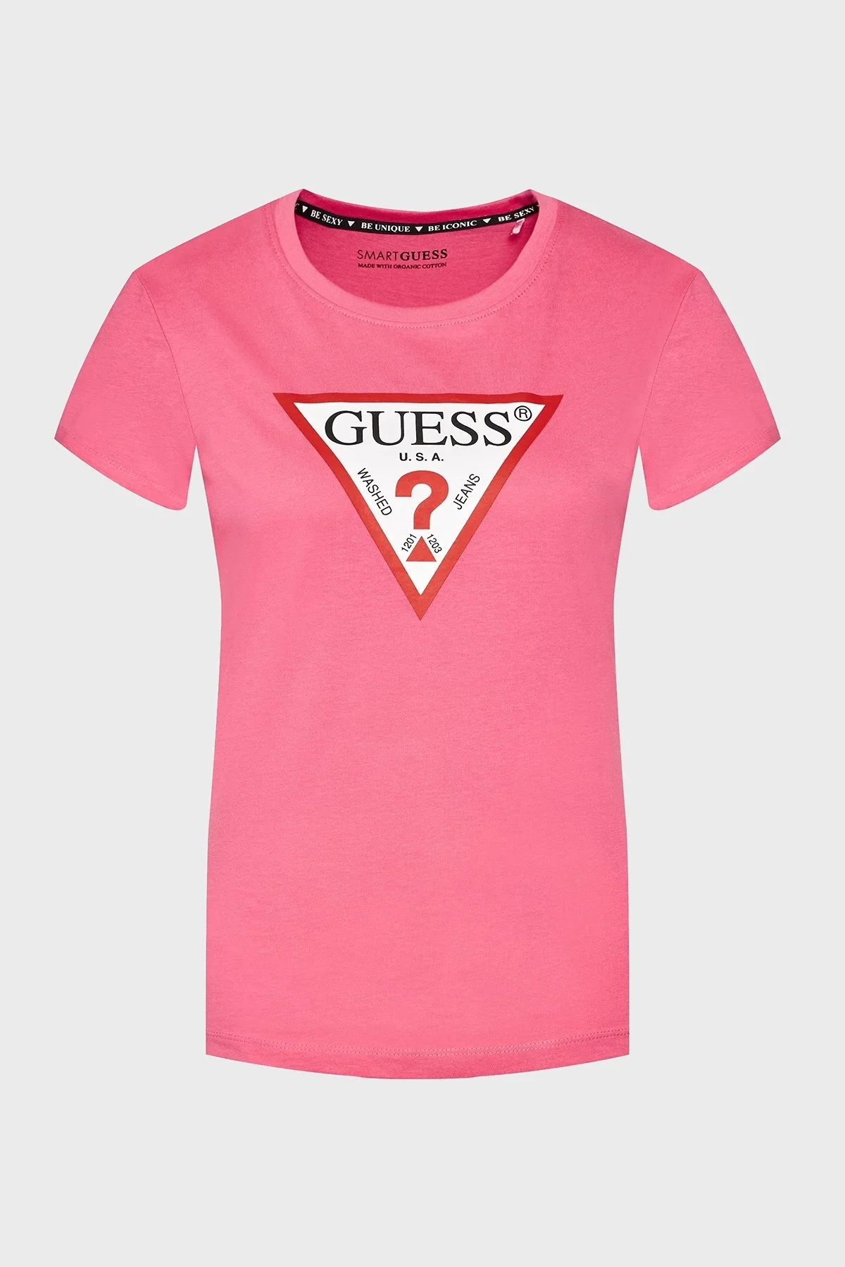 Guess Organik Pamuklu Relaxed Fit Bisiklet Yaka Bayan T Shirt W1YI1BI3Z11 A60Y FUŞYA - 5