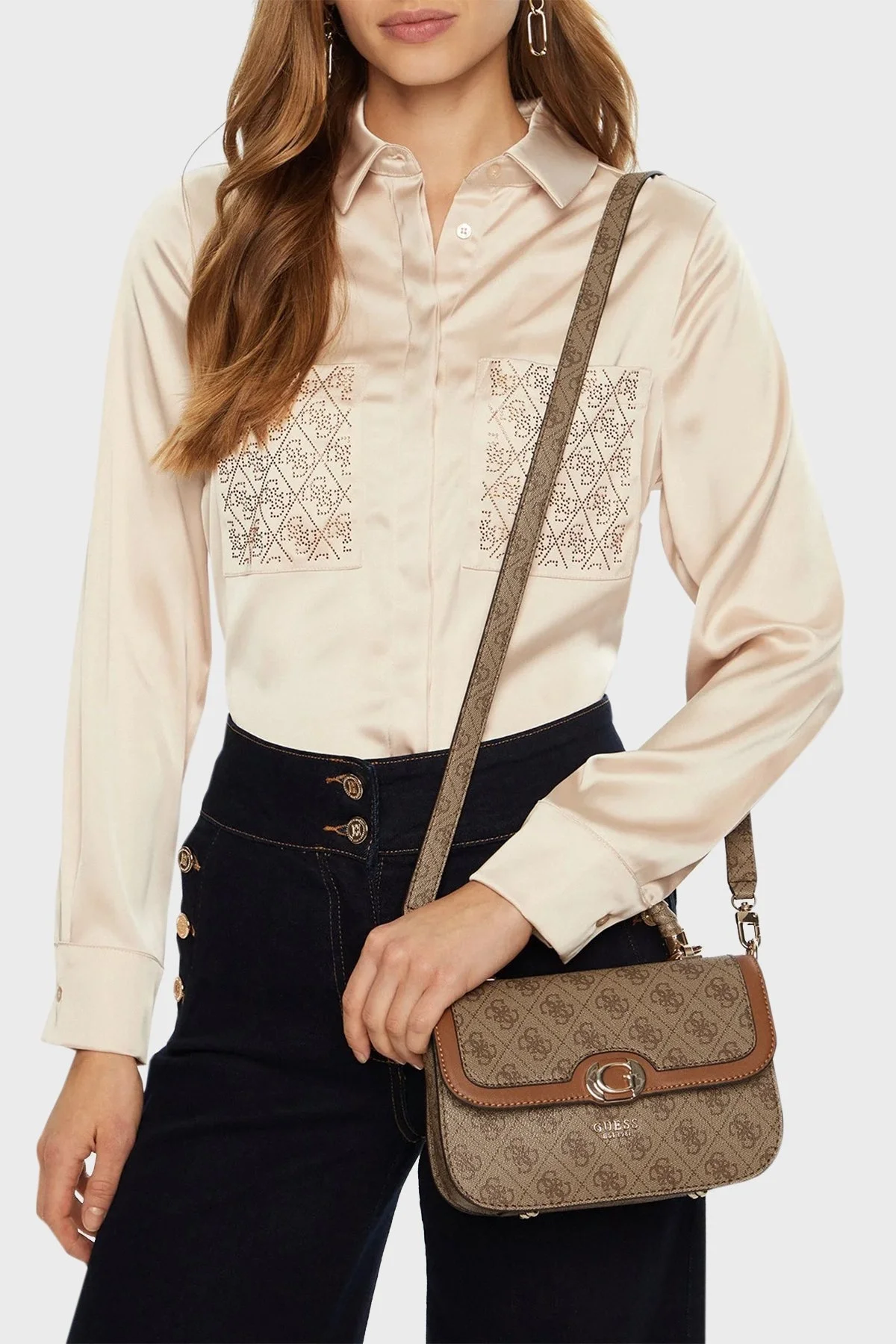 Guess Orlina 4G Logolu Çıkarılabilir Askılı Mini HWSG9540200 Bayan Çanta HWSG95 40200 LGW KAHVE - 12