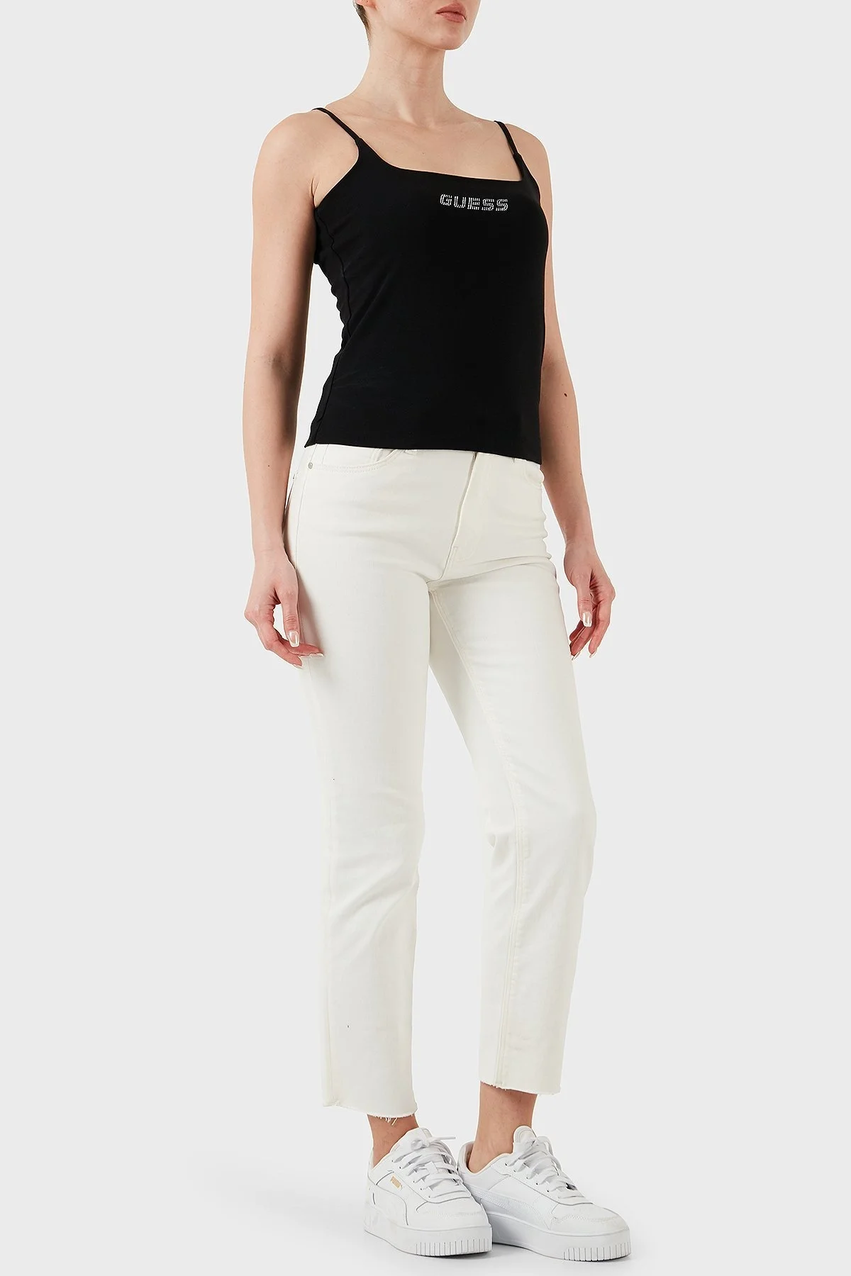 Guess Ortensia Pamuklu Slim Fit Logolu V5GP22J1314 Bayan Top V5GP22 J1314 JBLK SİYAH - 8