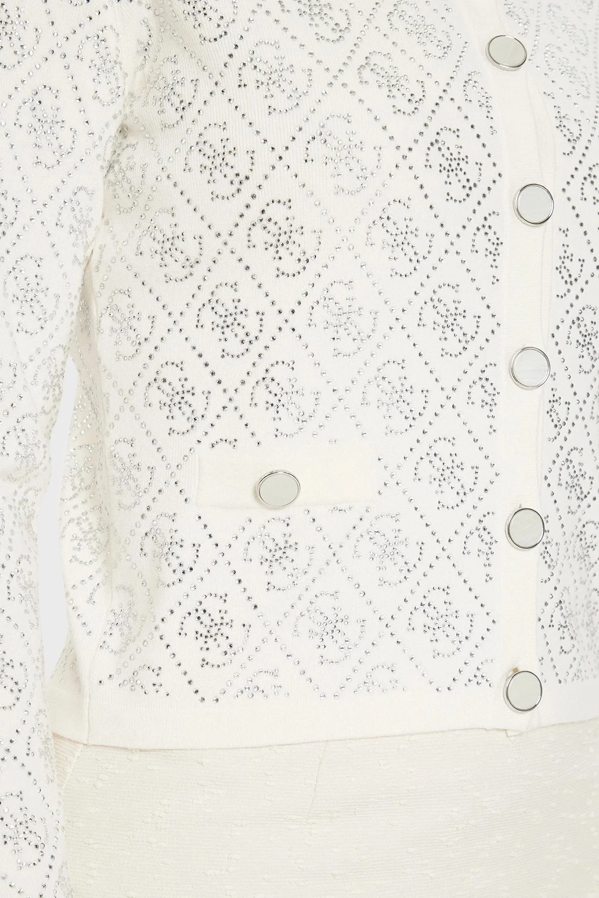 Guess Paige 4G Taşlı Logolu Regular Fit Crop Triko W4YR25Z3FN0 Bayan Hırka W4YR25 Z3FN0 G012 EKRU - 10