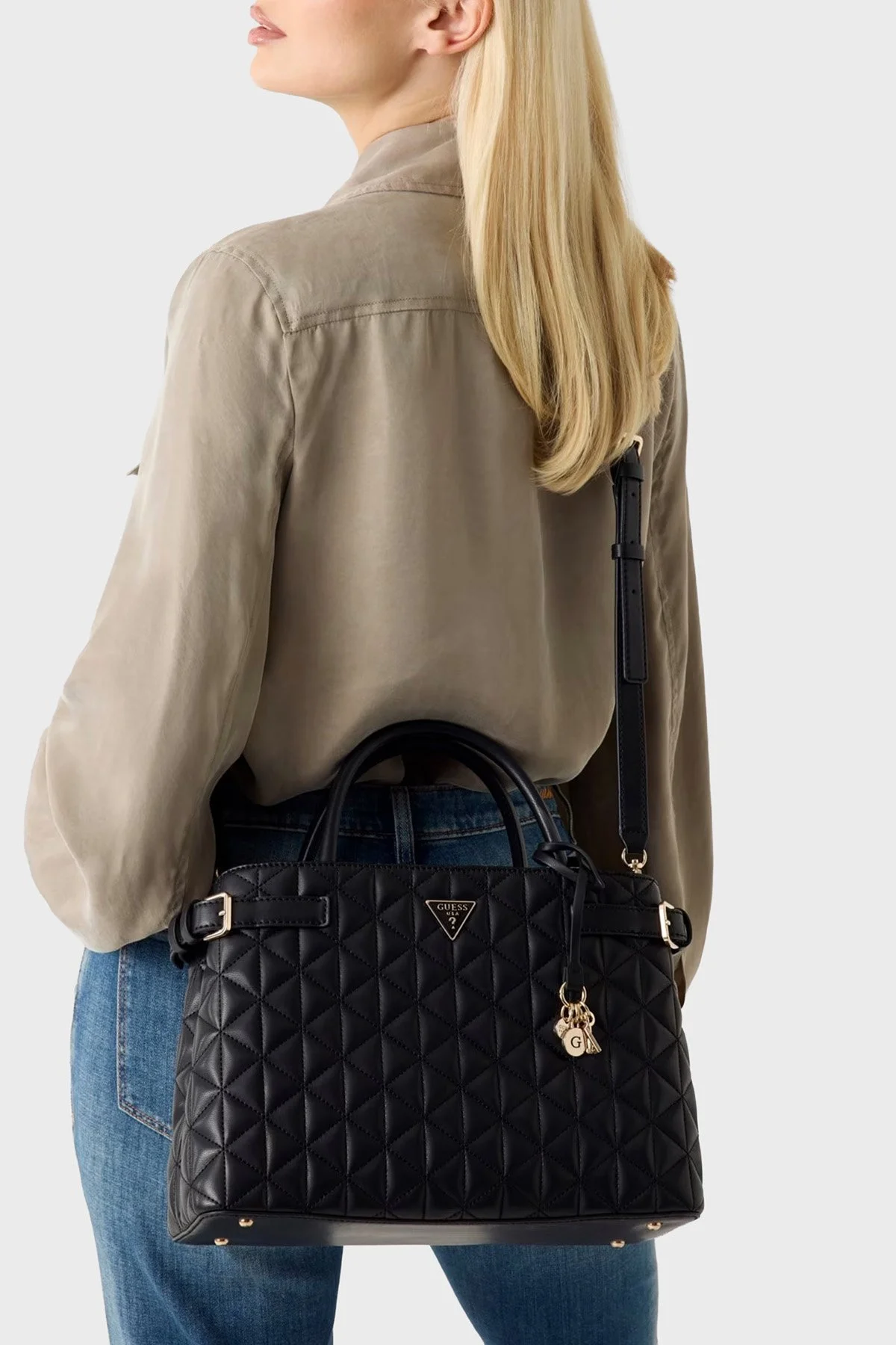 Guess Paisleigh Logolu Sabit Askılı HWQG9883060 Kadın Çanta HWQG98 83060 BLA SİYAH - 4
