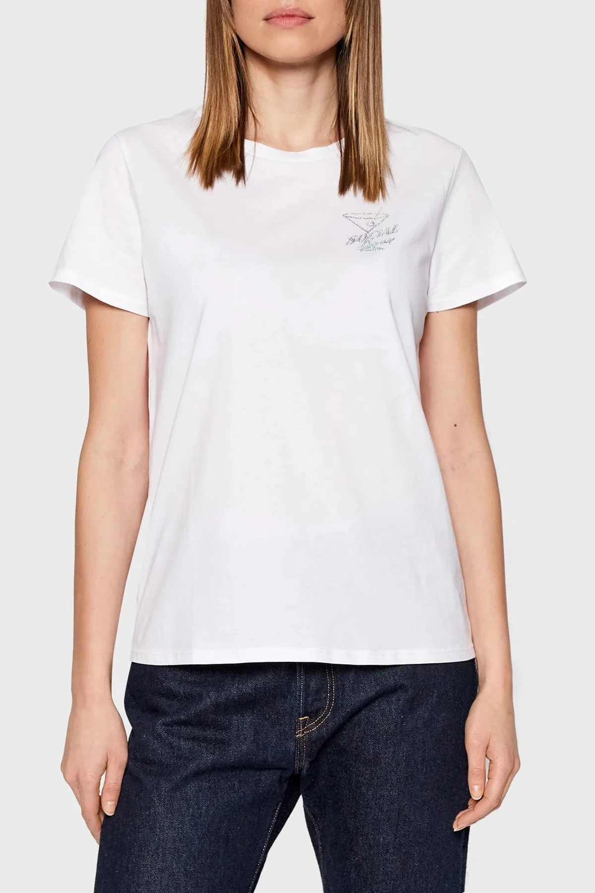 Guess Pamuklu Arkası Baskılı Regular Fit Bisiklet Yaka Bayan T Shirt W2GI46K9RM1 G011 BEYAZ - 1