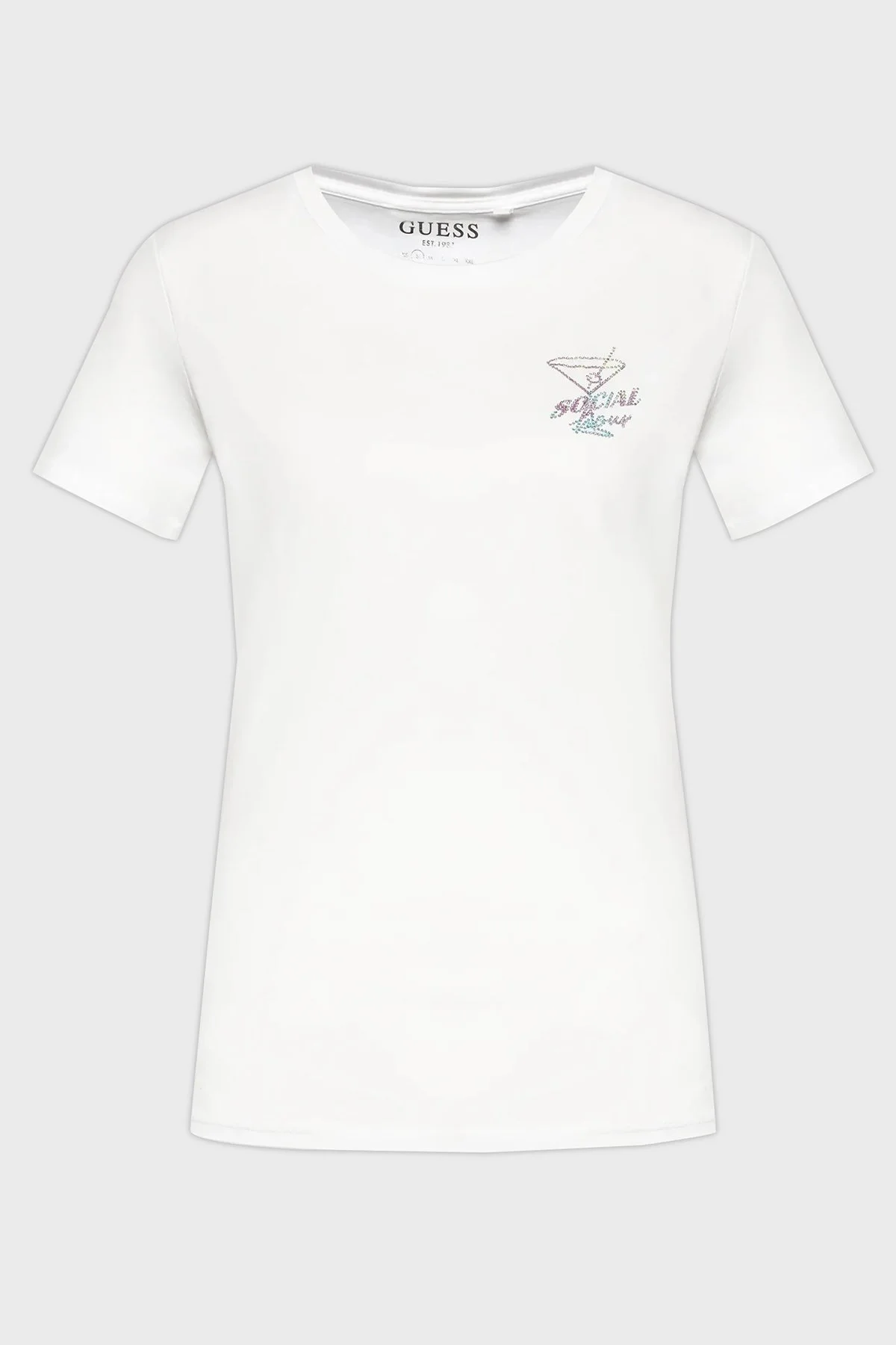 Guess Pamuklu Arkası Baskılı Regular Fit Bisiklet Yaka Bayan T Shirt W2GI46K9RM1 G011 BEYAZ - 5