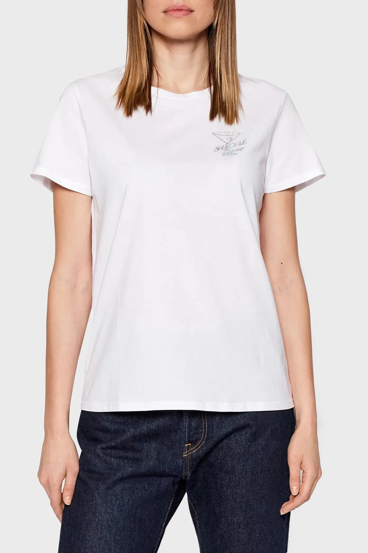 Guess Pamuklu Arkası Baskılı Regular Fit Bisiklet Yaka Bayan T Shirt W2GI46K9RM1 G011 BEYAZ - 1