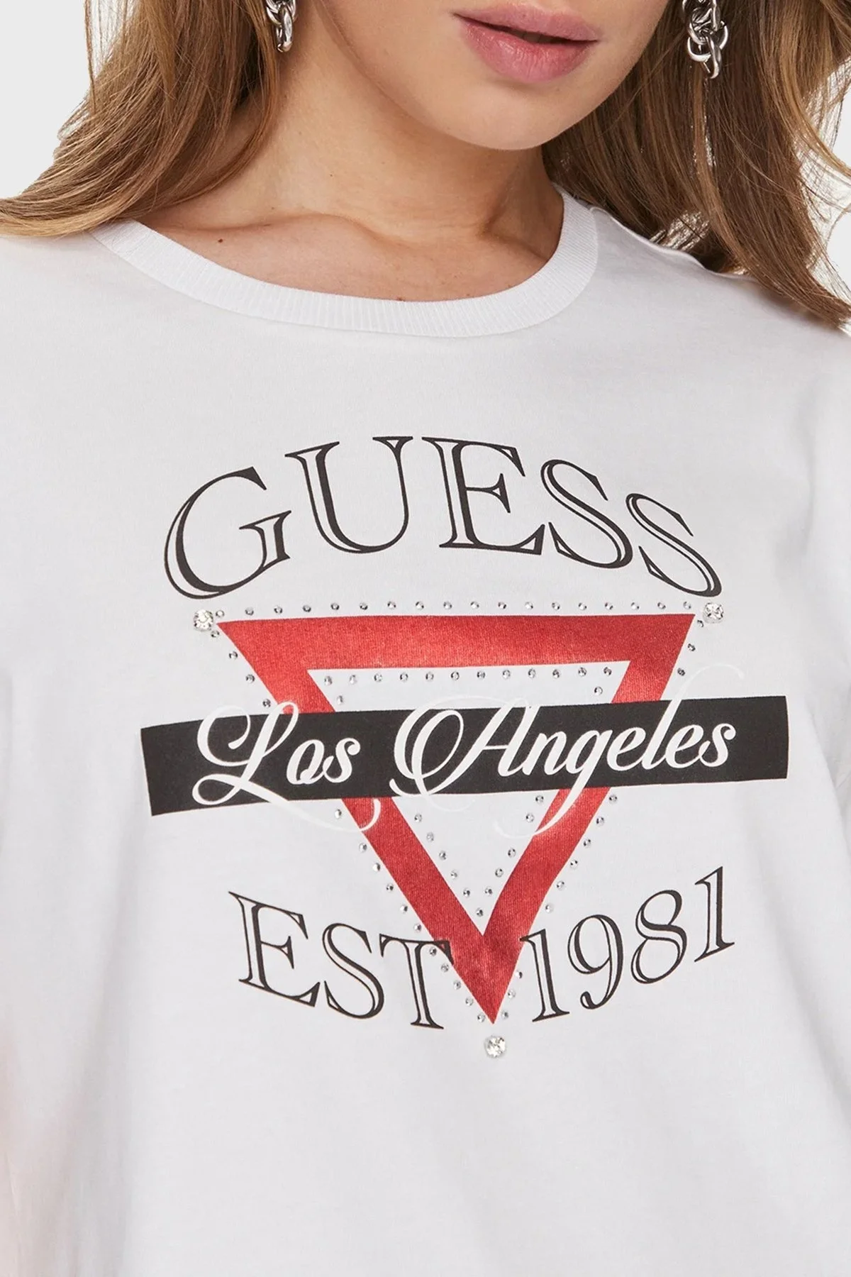 Guess Pamuklu Boxy Fit Bisiklet Yaka W4RI43 K8FQ4 Bayan T Shirt W4RI43K8FQ4 G011 BEYAZ - 4