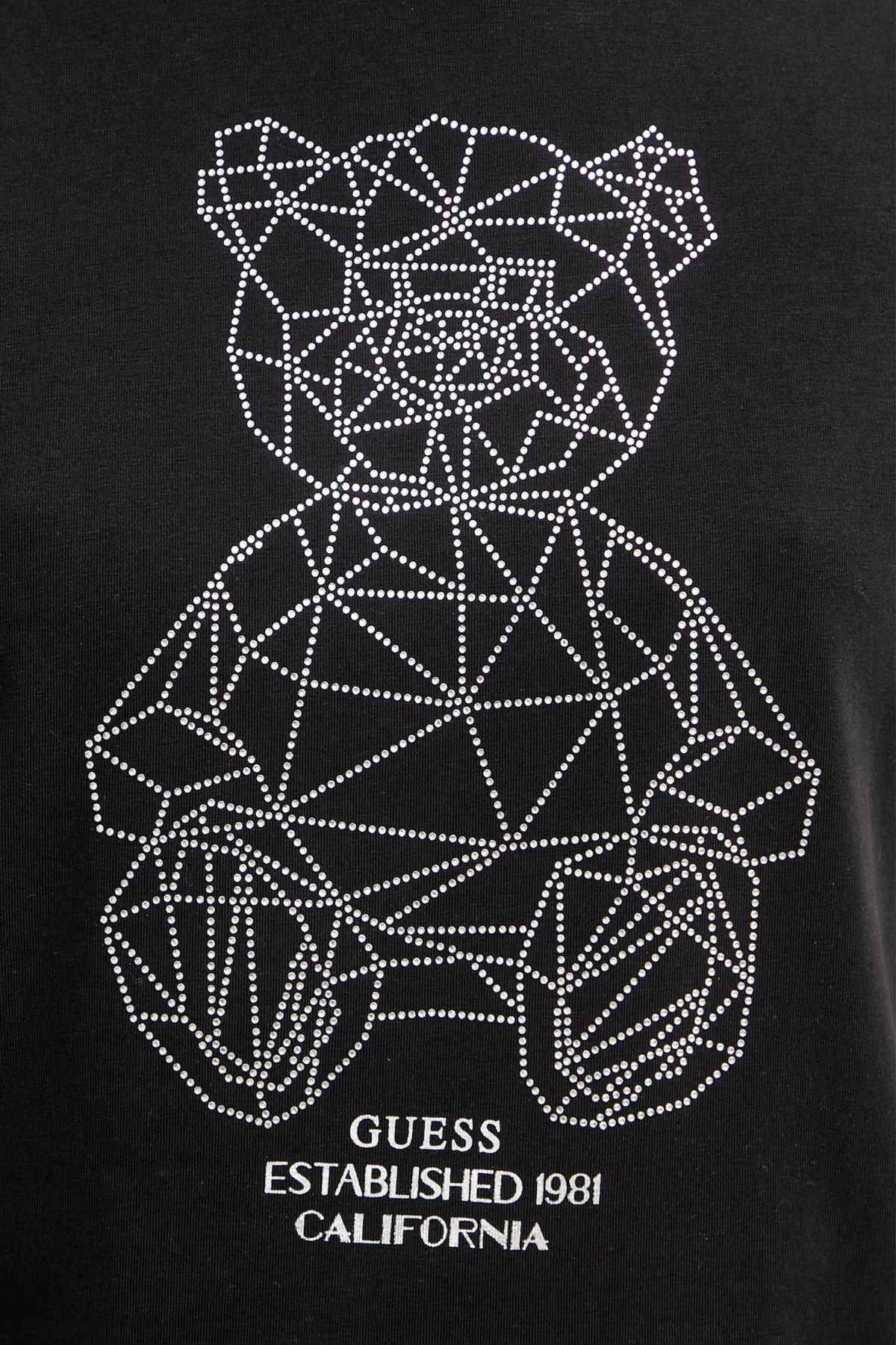 Guess Pamuklu Regular Fit Bisiklet Yaka Taşlı V6GI12K3325 Kadın T Shirt V6GI12 K3325 JBLK SİYAH - 5