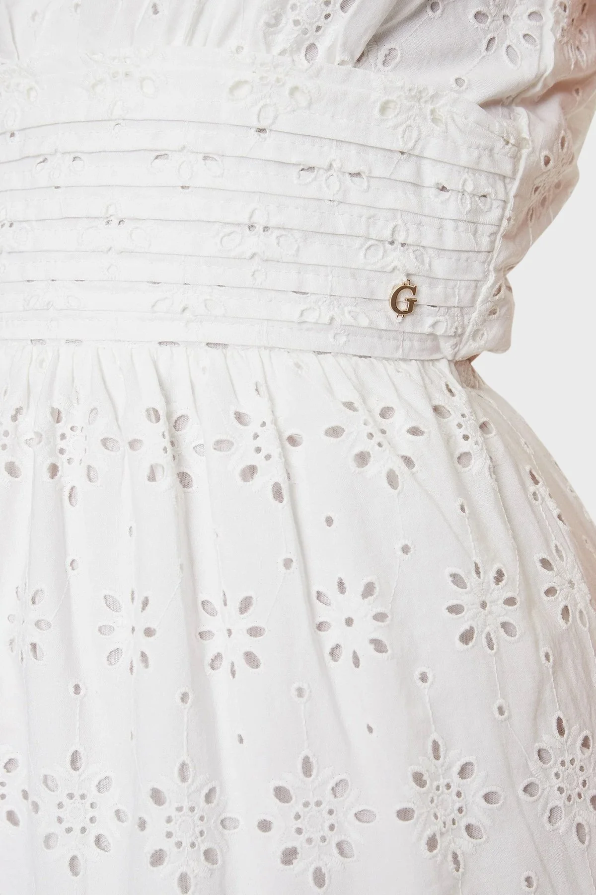 Guess Pamuklu Regular Fit Güpürlü Uzun Bayan Elbise W4GK46 WG571 G011 BEYAZ - 4