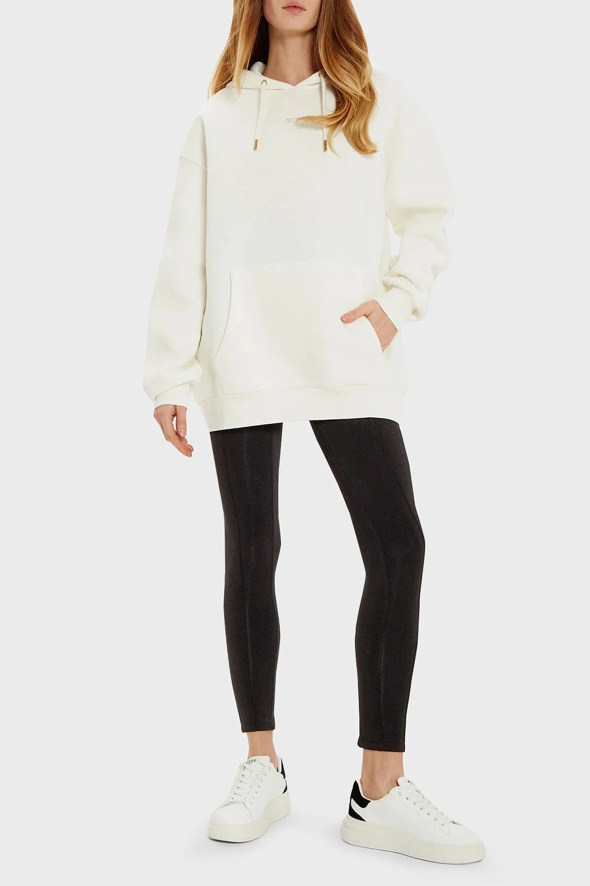 Guess Pamuklu Regular Fit Kapüşonlu V4BQ22KCHX0 Bayan Sweat V4BQ22 KCHX0 G042 EKRU - 8