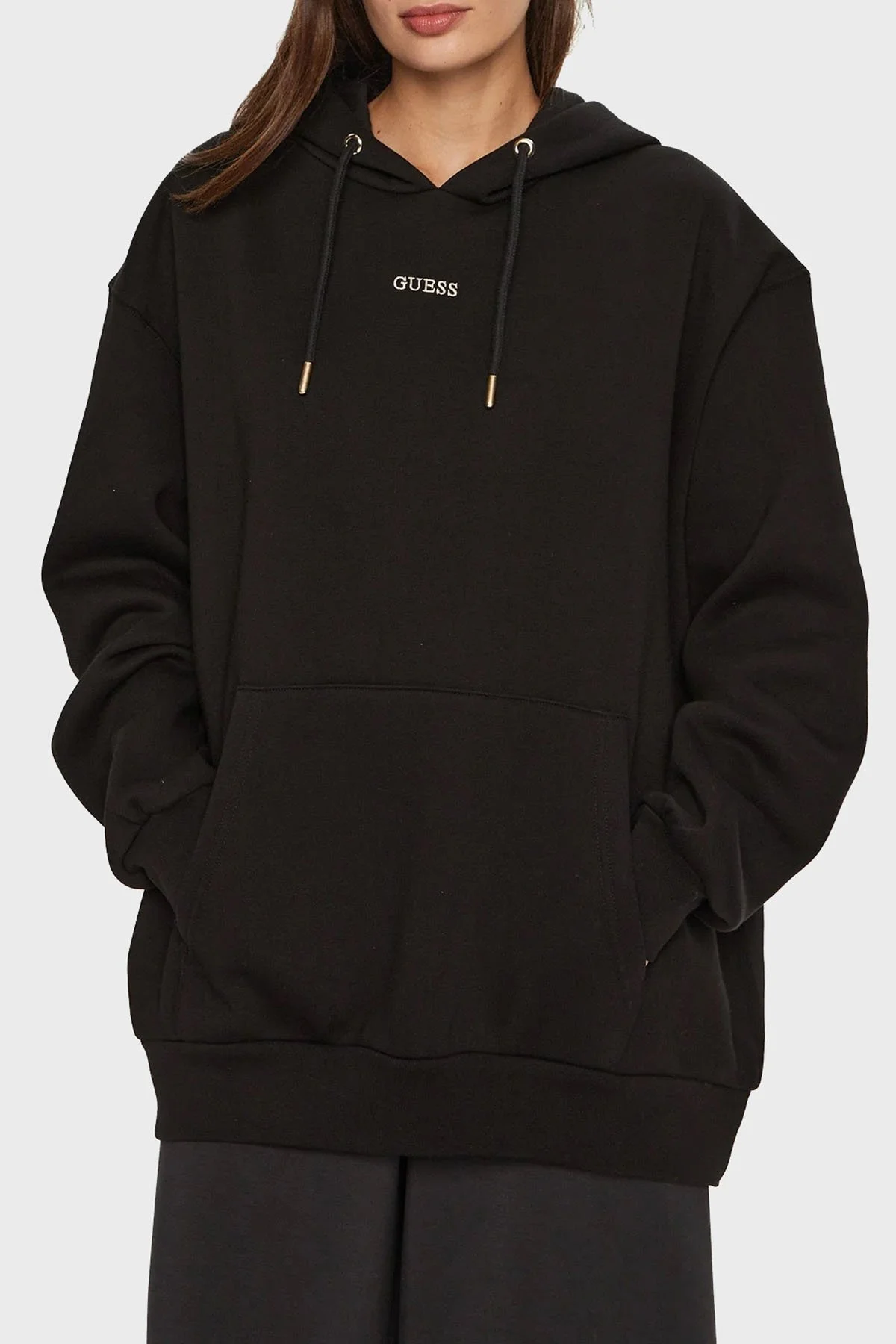 Guess Pamuklu Regular Fit Kapüşonlu V4BQ22KCHX0 Bayan Sweat V4BQ22 KCHX0 JBLK SİYAH - 1
