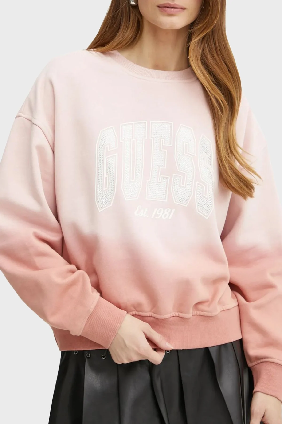 Guess Pamuklu Relaxed Fit Bisiklet Yaka Logolu W4BQ10KBY51 Bayan Sweat W4BQ10 KBY51 F6CU PEMBE - 9