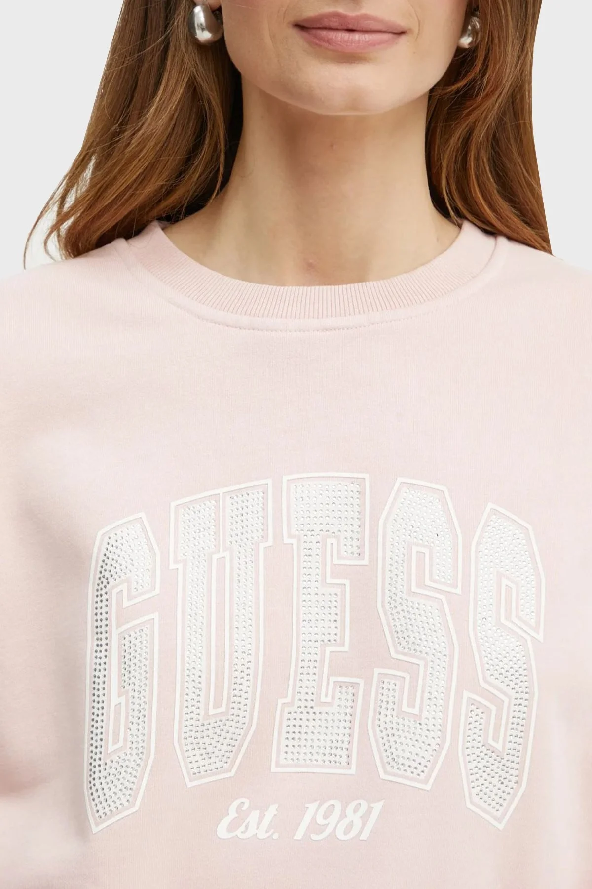 Guess Pamuklu Relaxed Fit Bisiklet Yaka Logolu W4BQ10KBY51 Bayan Sweat W4BQ10 KBY51 F6CU PEMBE - 10
