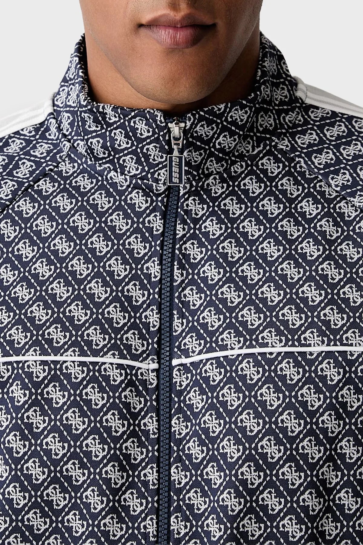 Guess Parimo 4G Logolu Relaxed Fit Dik Yaka Fermuarlı Z6YQ16K4620 Erkek Sweat Z6YQ16 K4620 FBI2 Lacivert - 4
