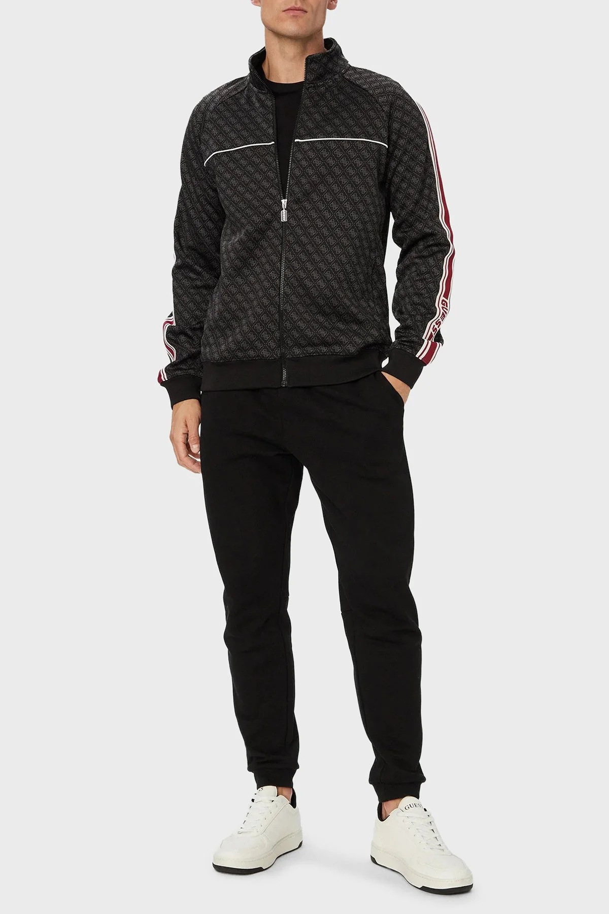 Guess Parimo 4G Logolu Relaxed Fit Dik Yaka Fermuarlı Z6YQ16K4620 Erkek Sweat Z6YQ16 K4620 FJ9N Siyah - 2