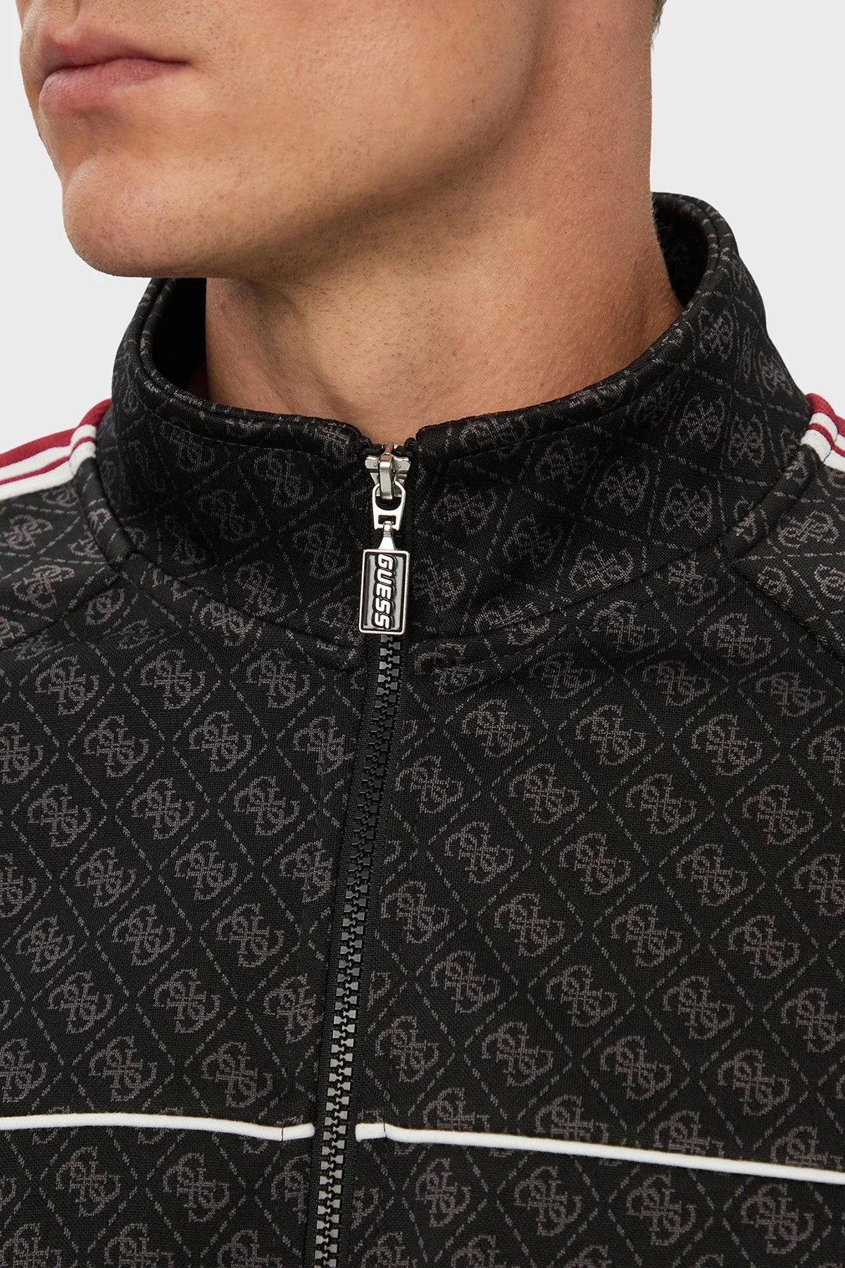 Guess Parimo 4G Logolu Relaxed Fit Dik Yaka Fermuarlı Z6YQ16K4620 Erkek Sweat Z6YQ16 K4620 FJ9N Siyah - 4