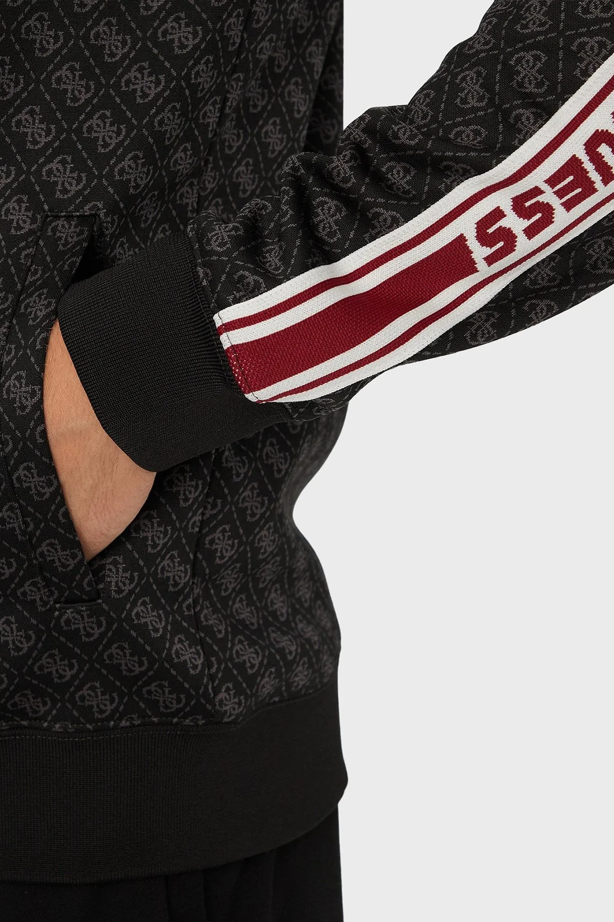 Guess Parimo 4G Logolu Relaxed Fit Dik Yaka Fermuarlı Z6YQ16K4620 Erkek Sweat Z6YQ16 K4620 FJ9N Siyah - 5
