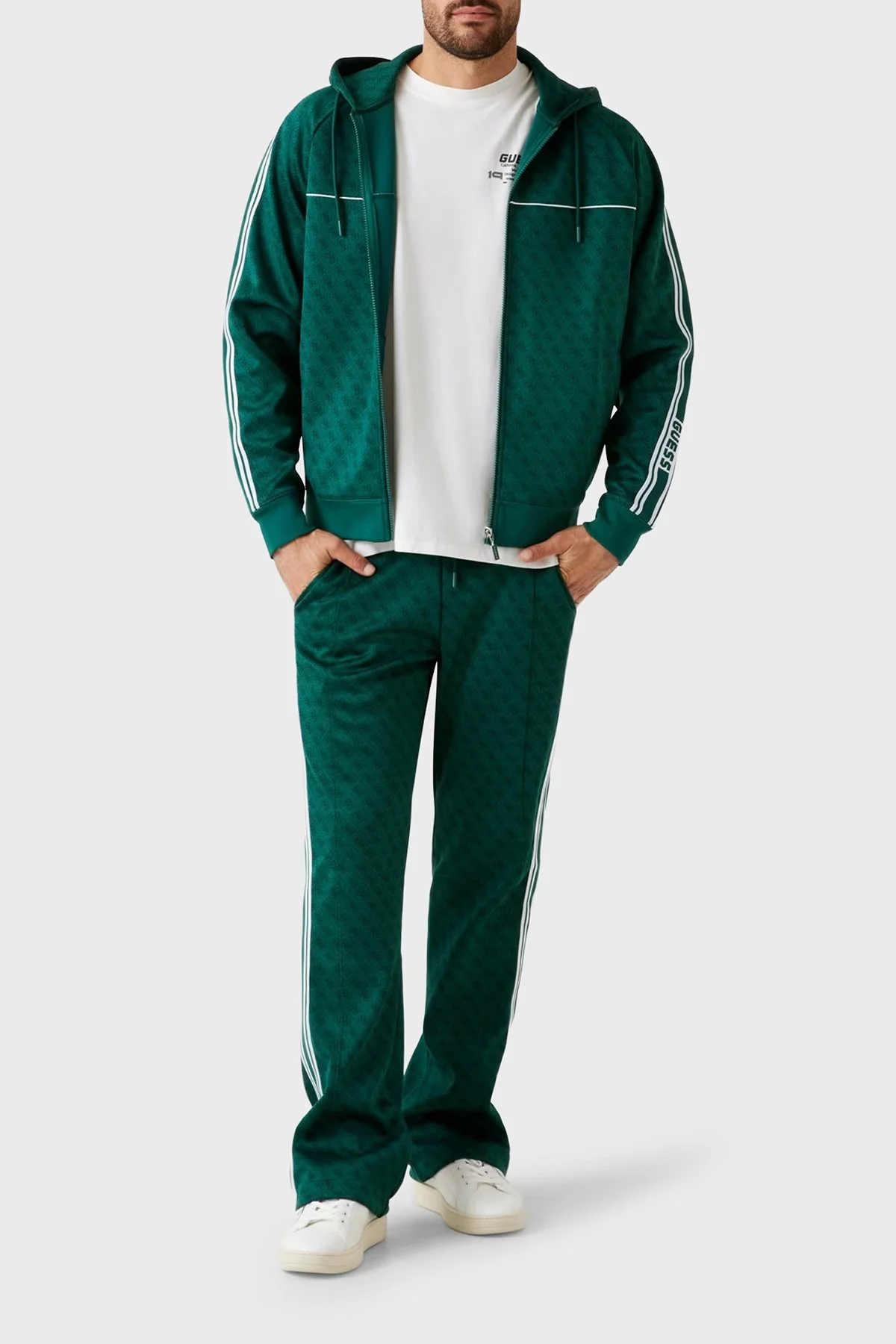 Guess Parimo 4G Logolu Relaxed Fit Kapüşonlu Fermuarlı Z5BQ13K2042 Erkek Sweat Z5BQ13 K2042 F8PO HAKİ - 2